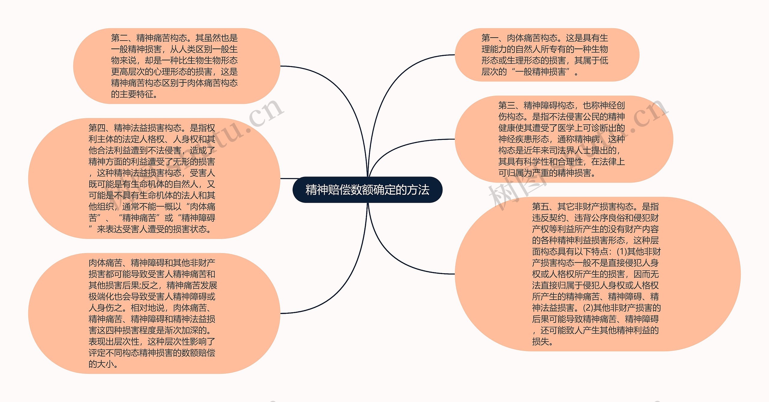 精神赔偿数额确定的方法思维导图