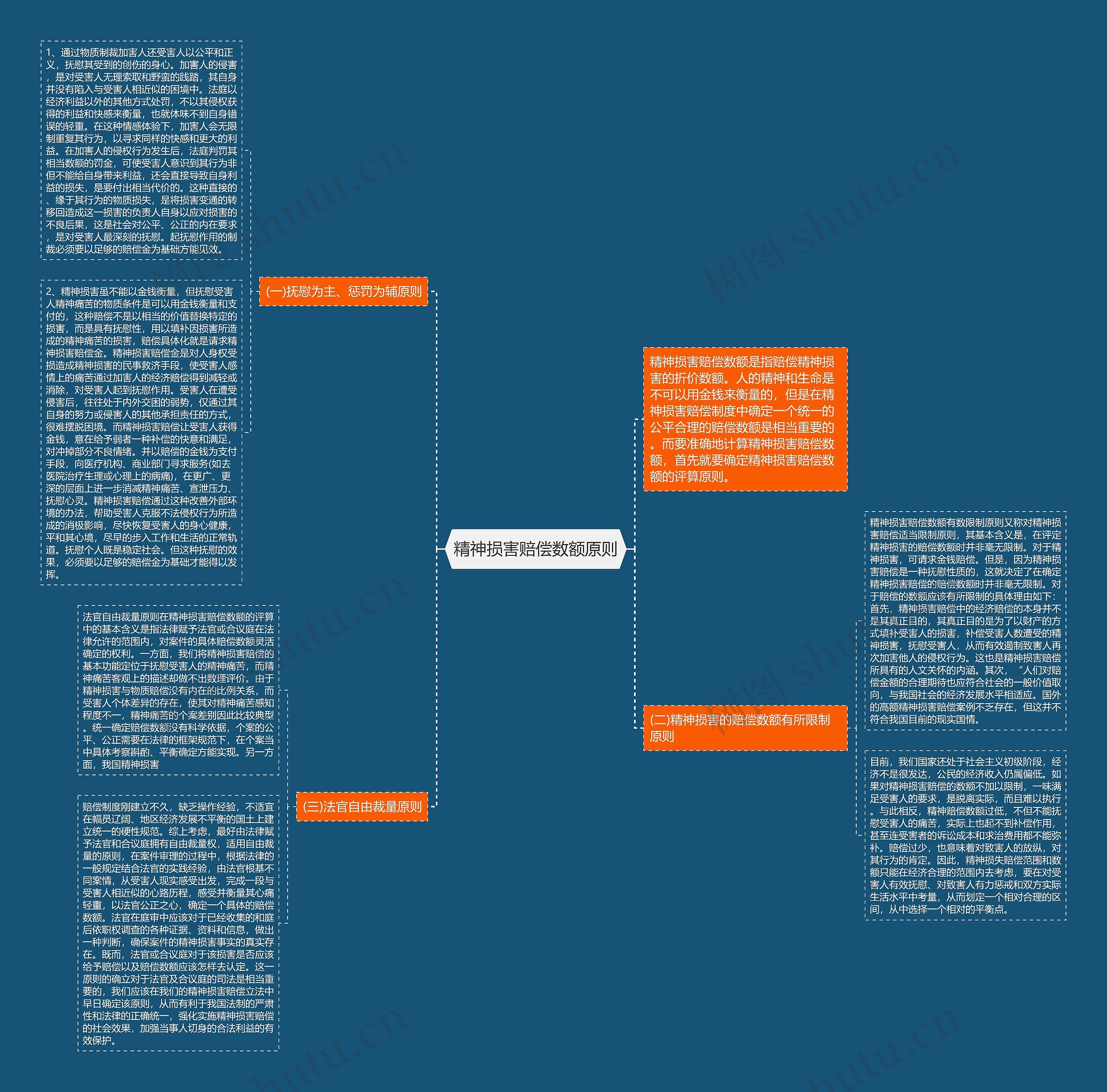 精神损害赔偿数额原则思维导图