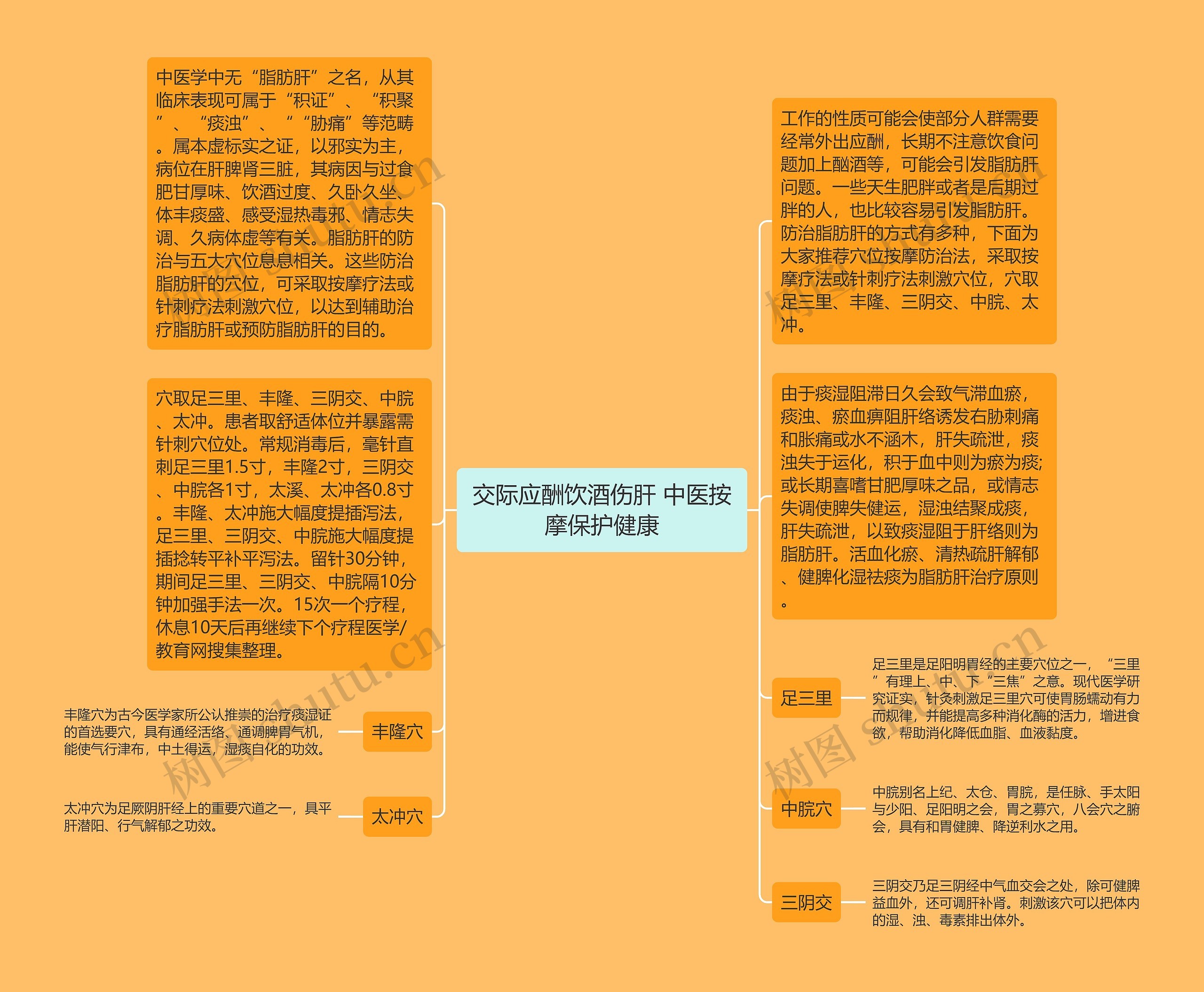 交际应酬饮酒伤肝 中医按摩保护健康思维导图