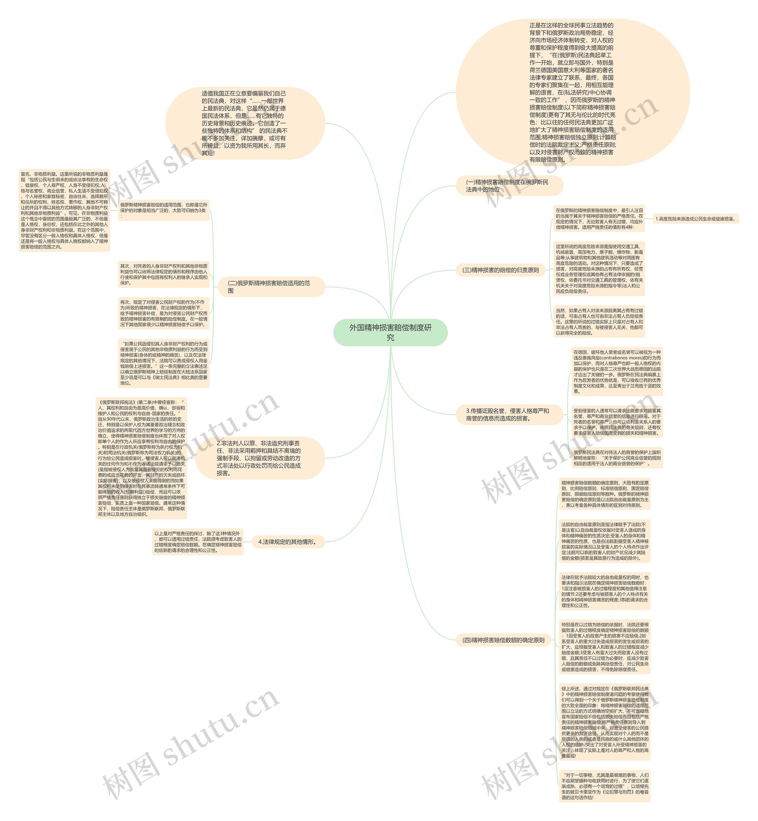 外国精神损害赔偿制度研究思维导图
