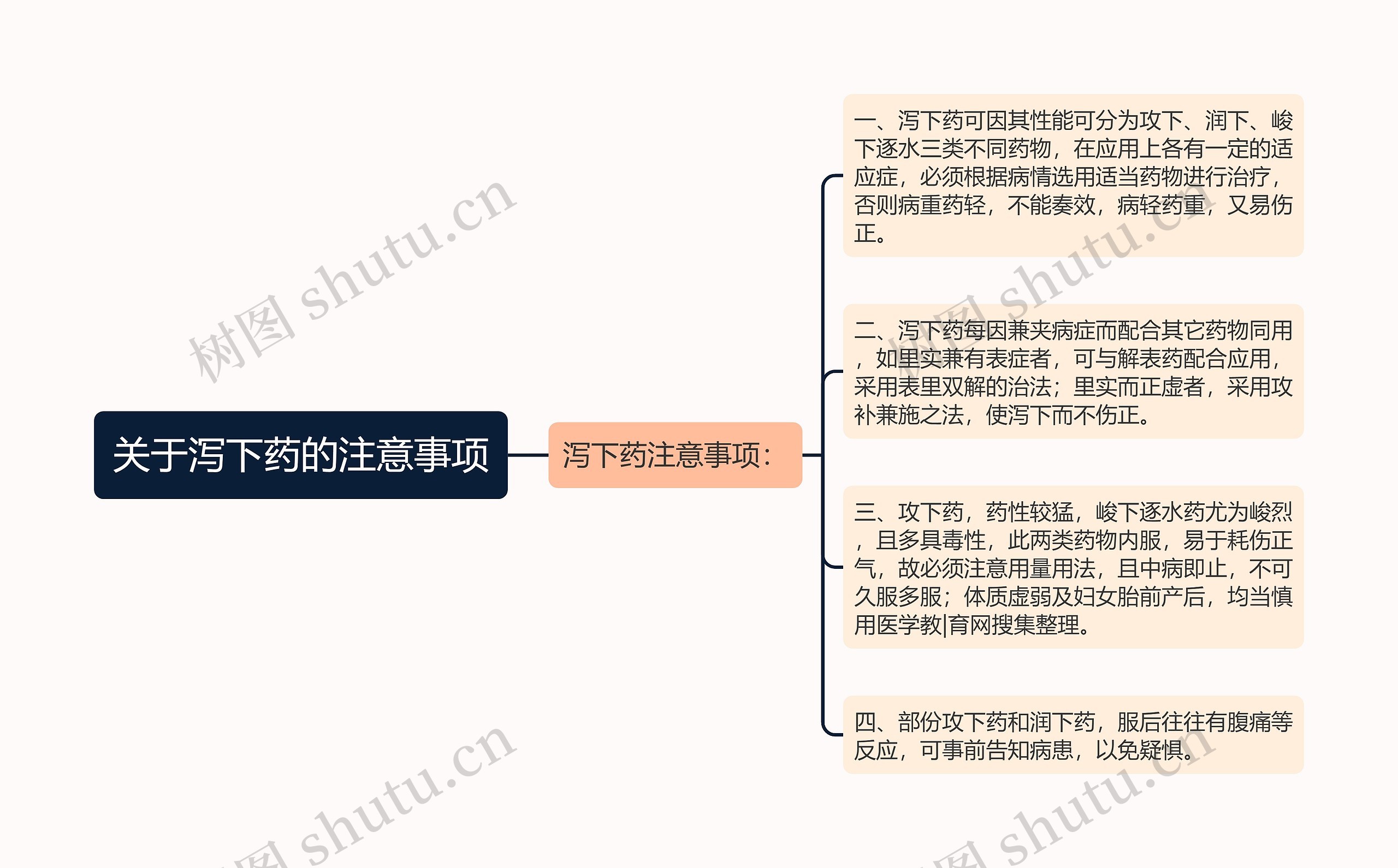 关于泻下药的注意事项思维导图