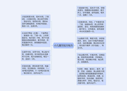 小儿腹泻验方秘方