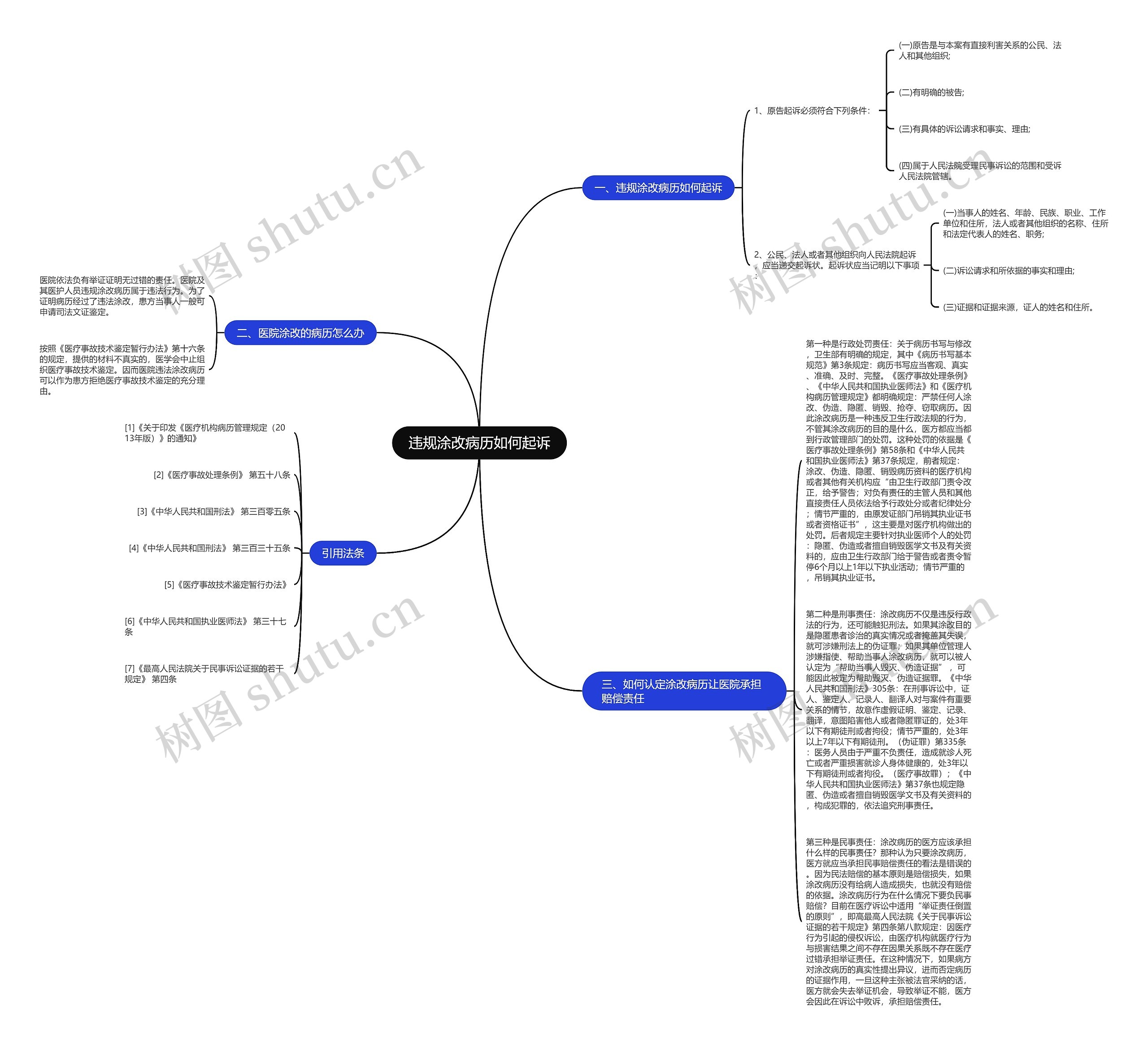 违规涂改病历如何起诉思维导图