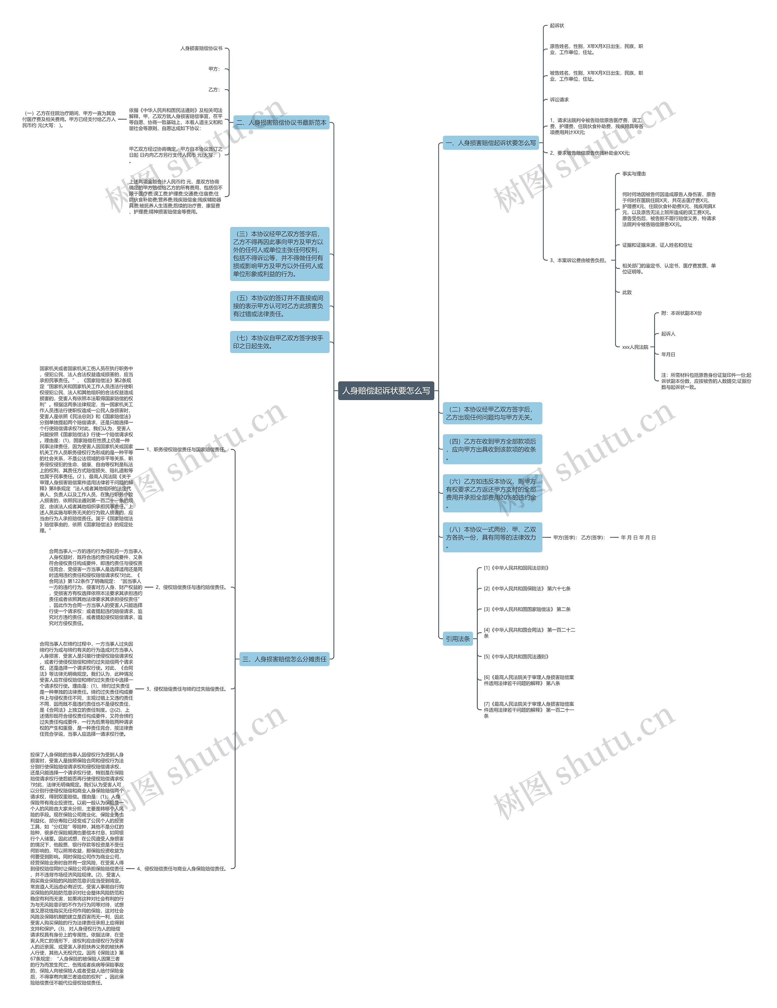 人身赔偿起诉状要怎么写思维导图
