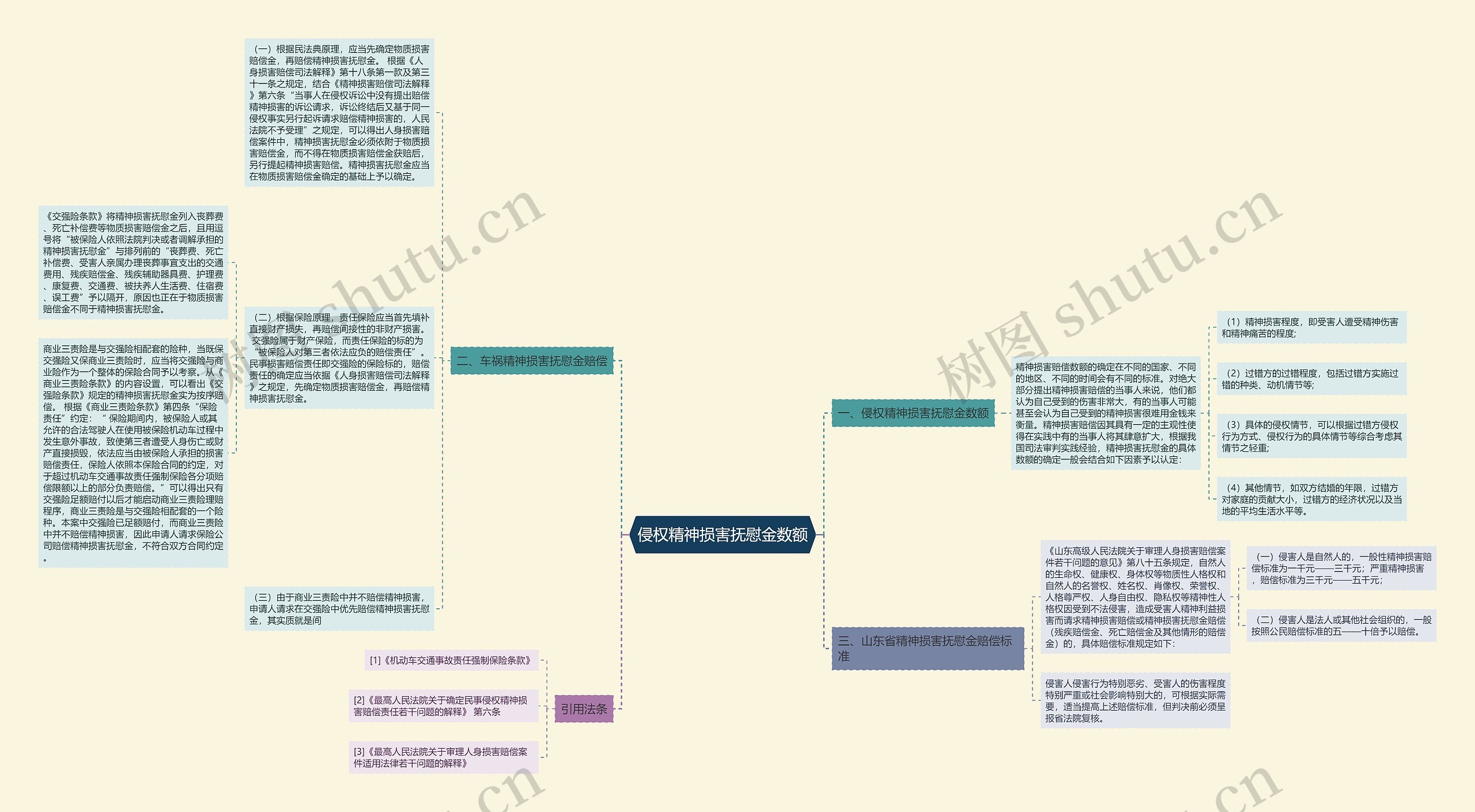 侵权精神损害抚慰金数额思维导图
