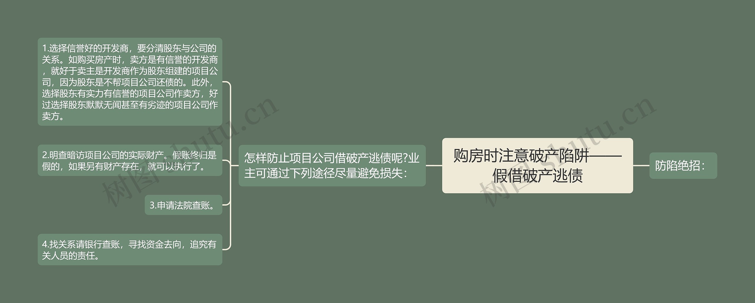 购房时注意破产陷阱——假借破产逃债思维导图