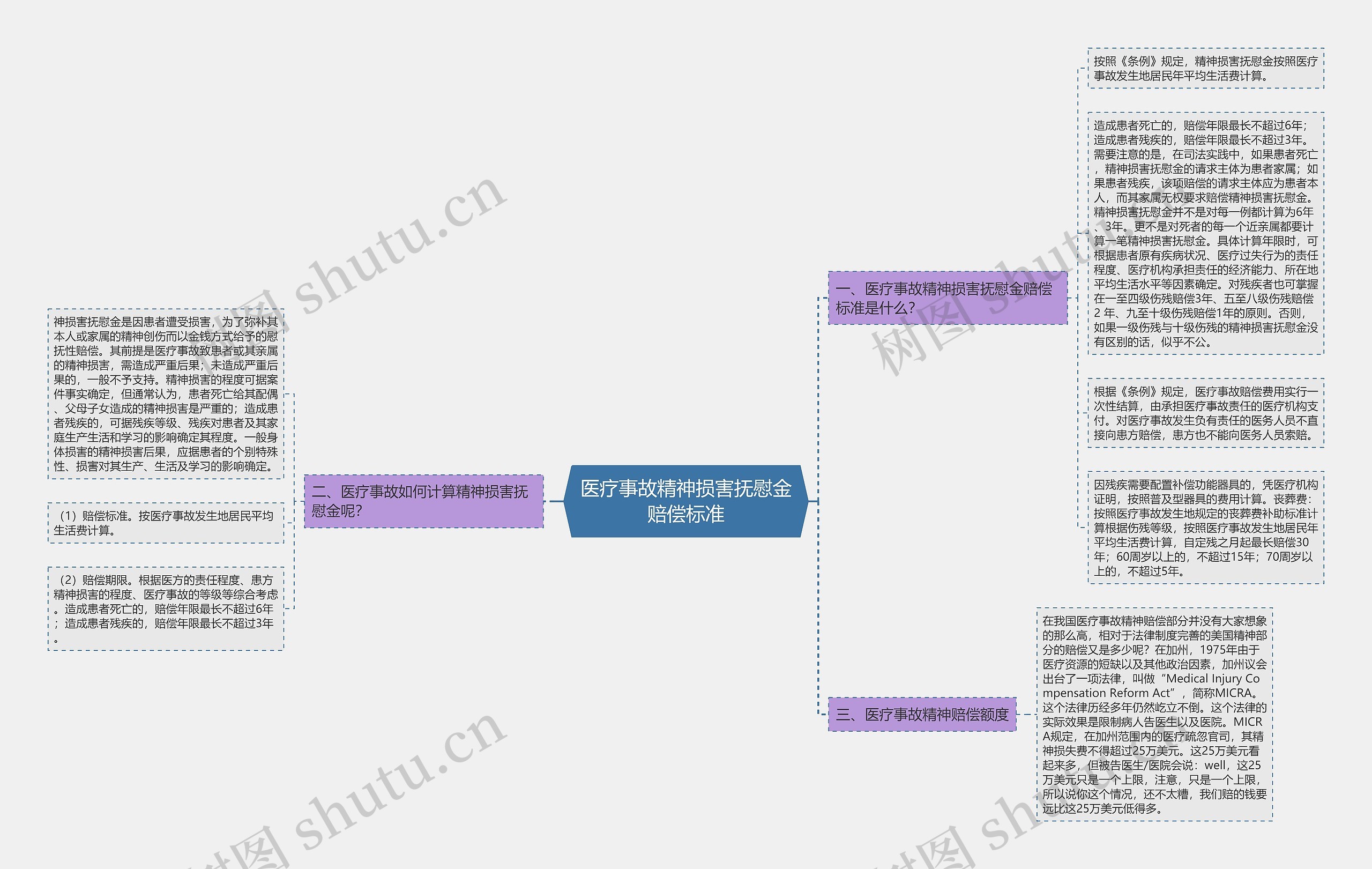 医疗事故精神损害抚慰金赔偿标准思维导图