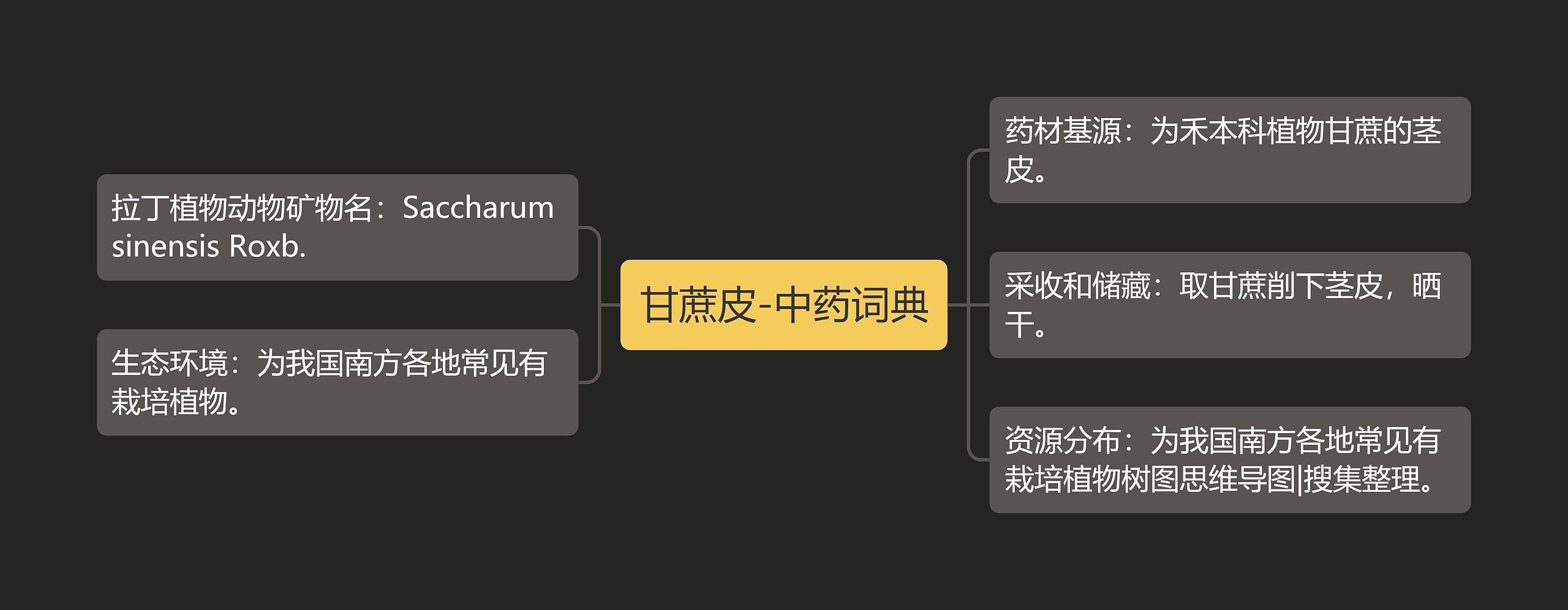 甘蔗皮-中药词典思维导图