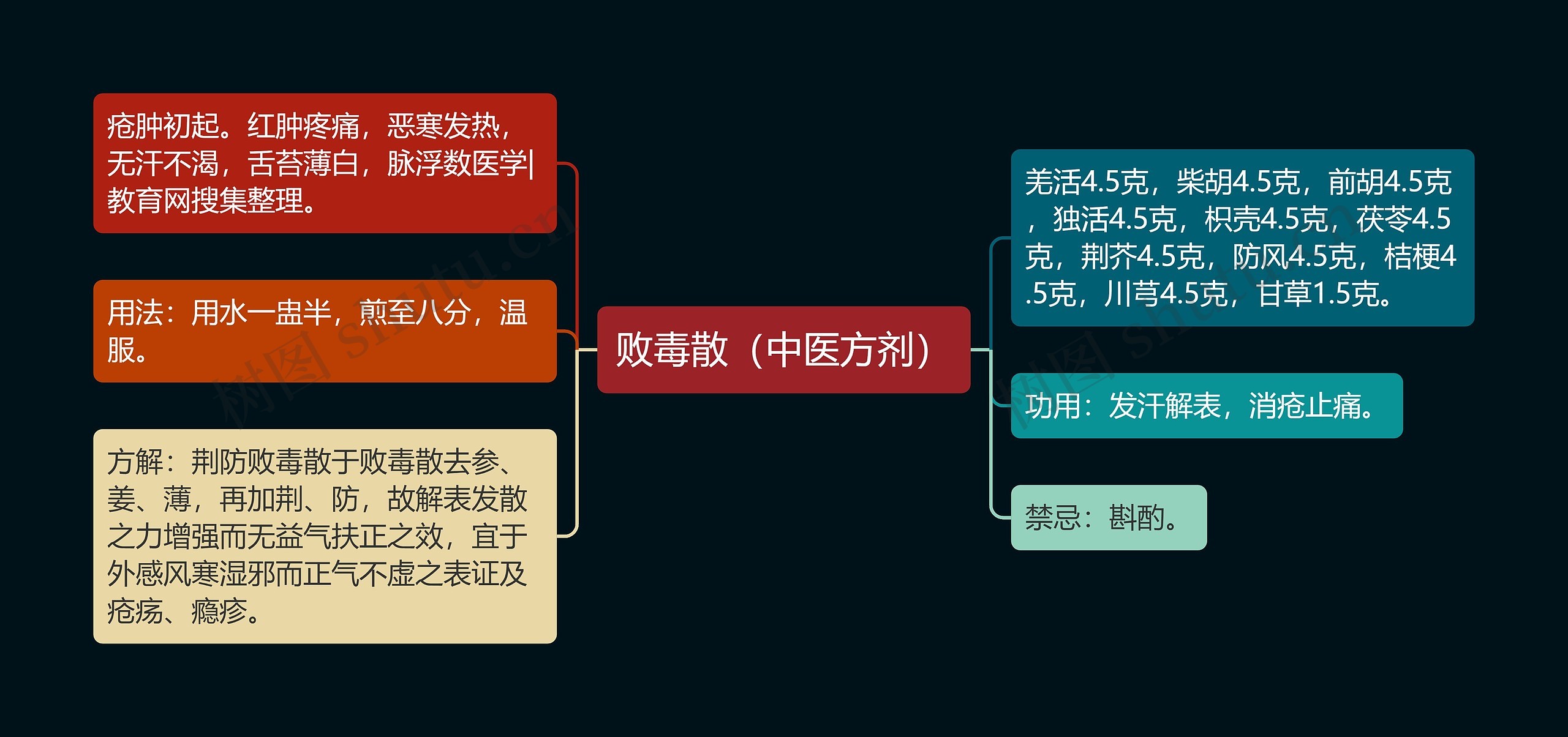 败毒散（中医方剂）思维导图