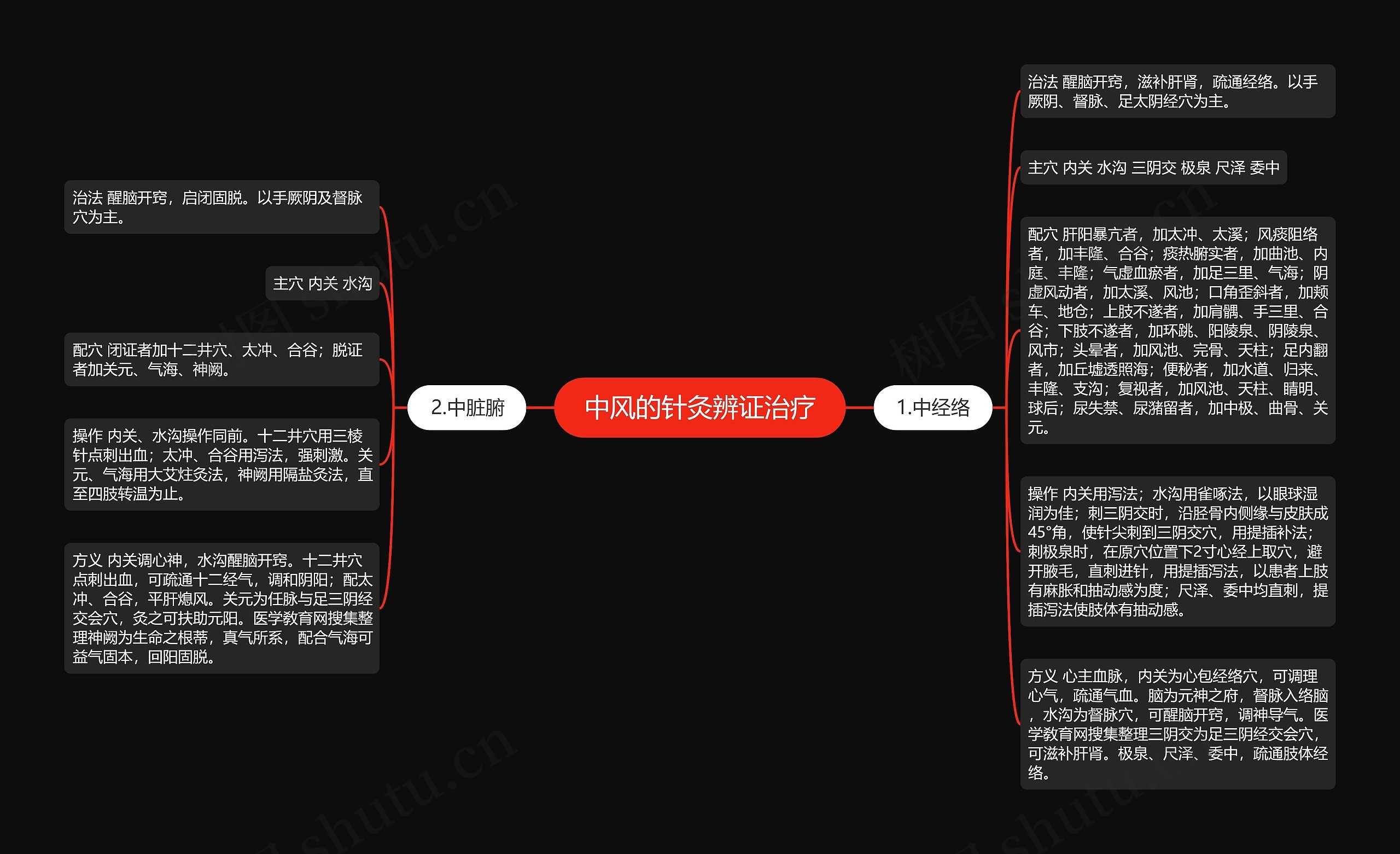 中风的针灸辨证治疗思维导图