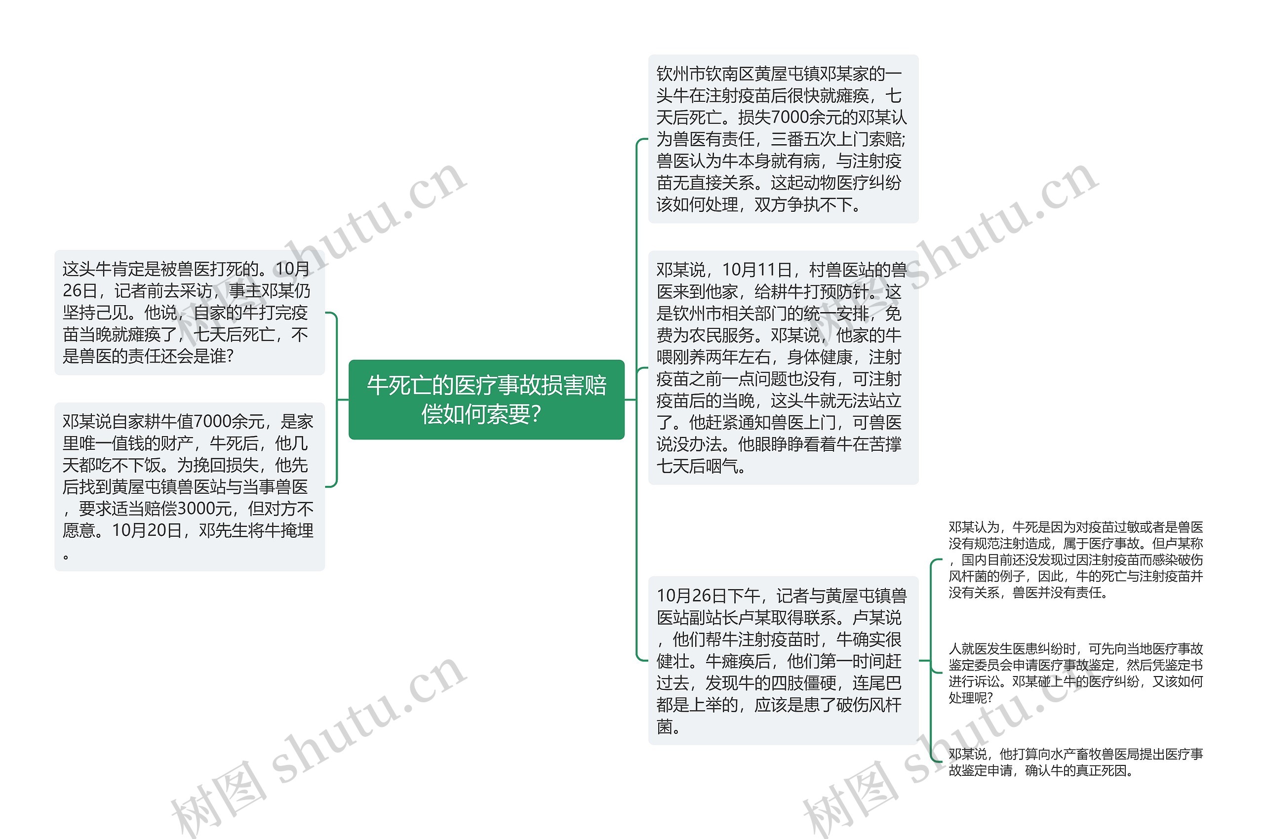 牛死亡的医疗事故损害赔偿如何索要？思维导图