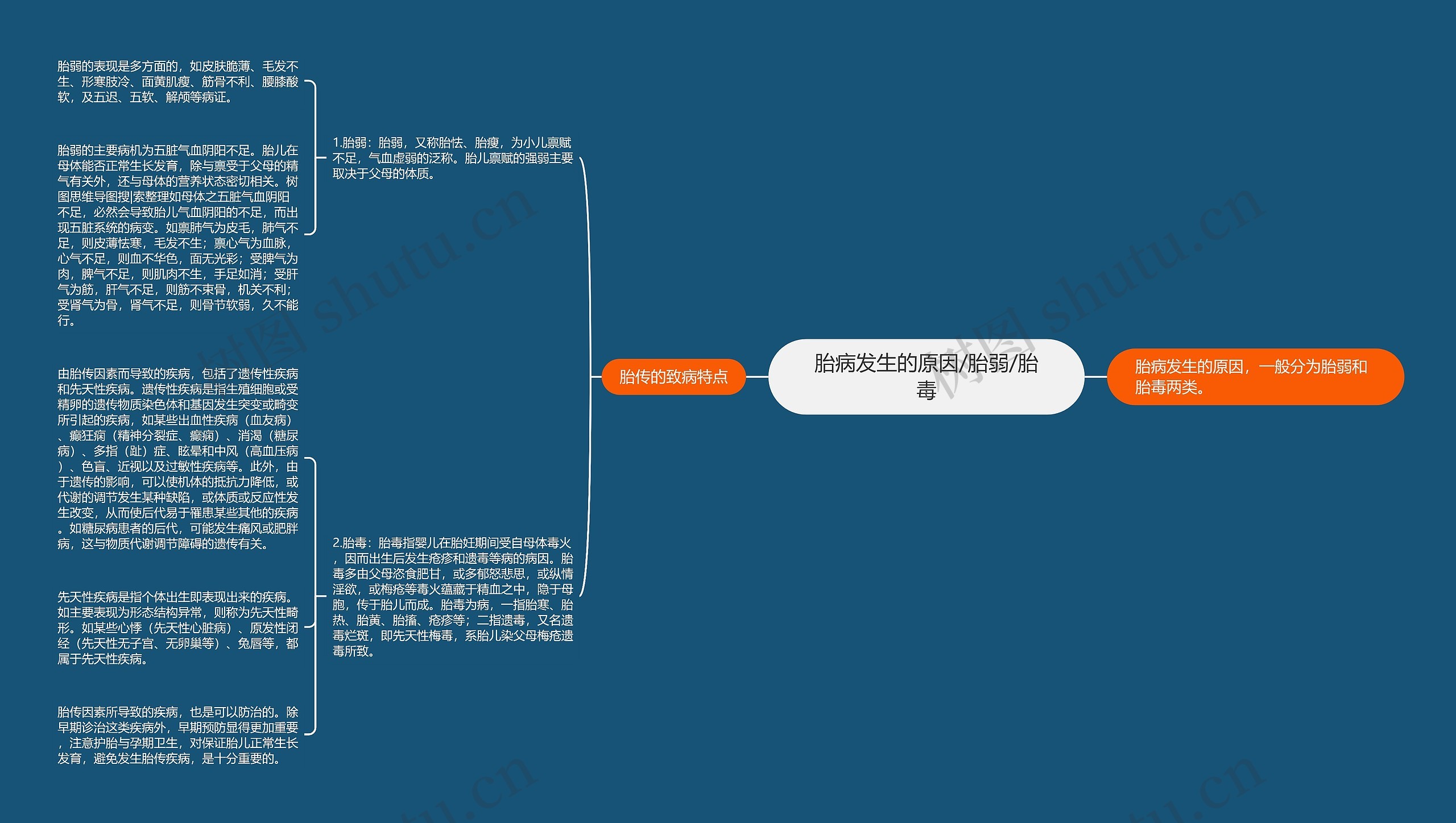 胎病发生的原因/胎弱/胎毒思维导图