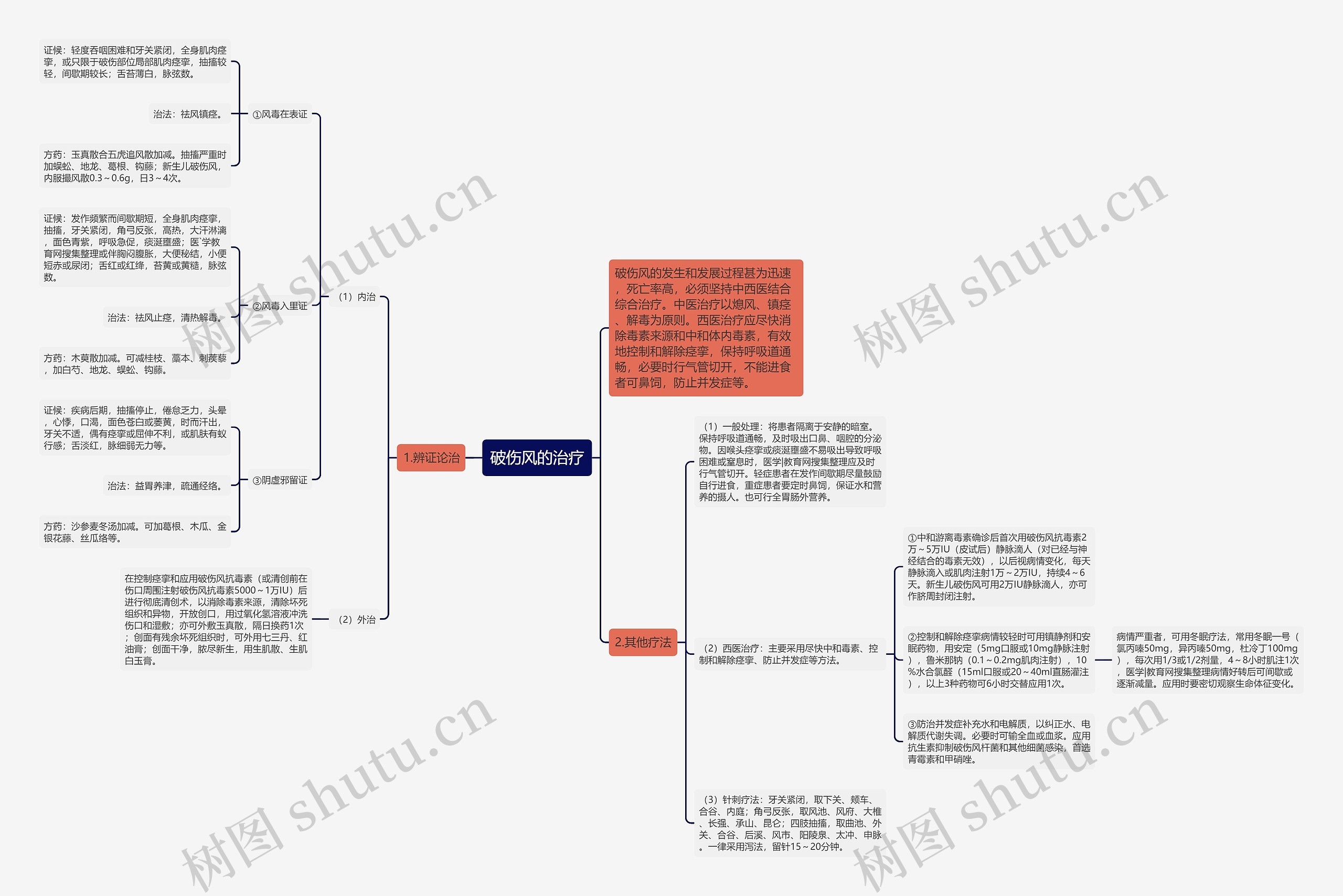破伤风的治疗思维导图