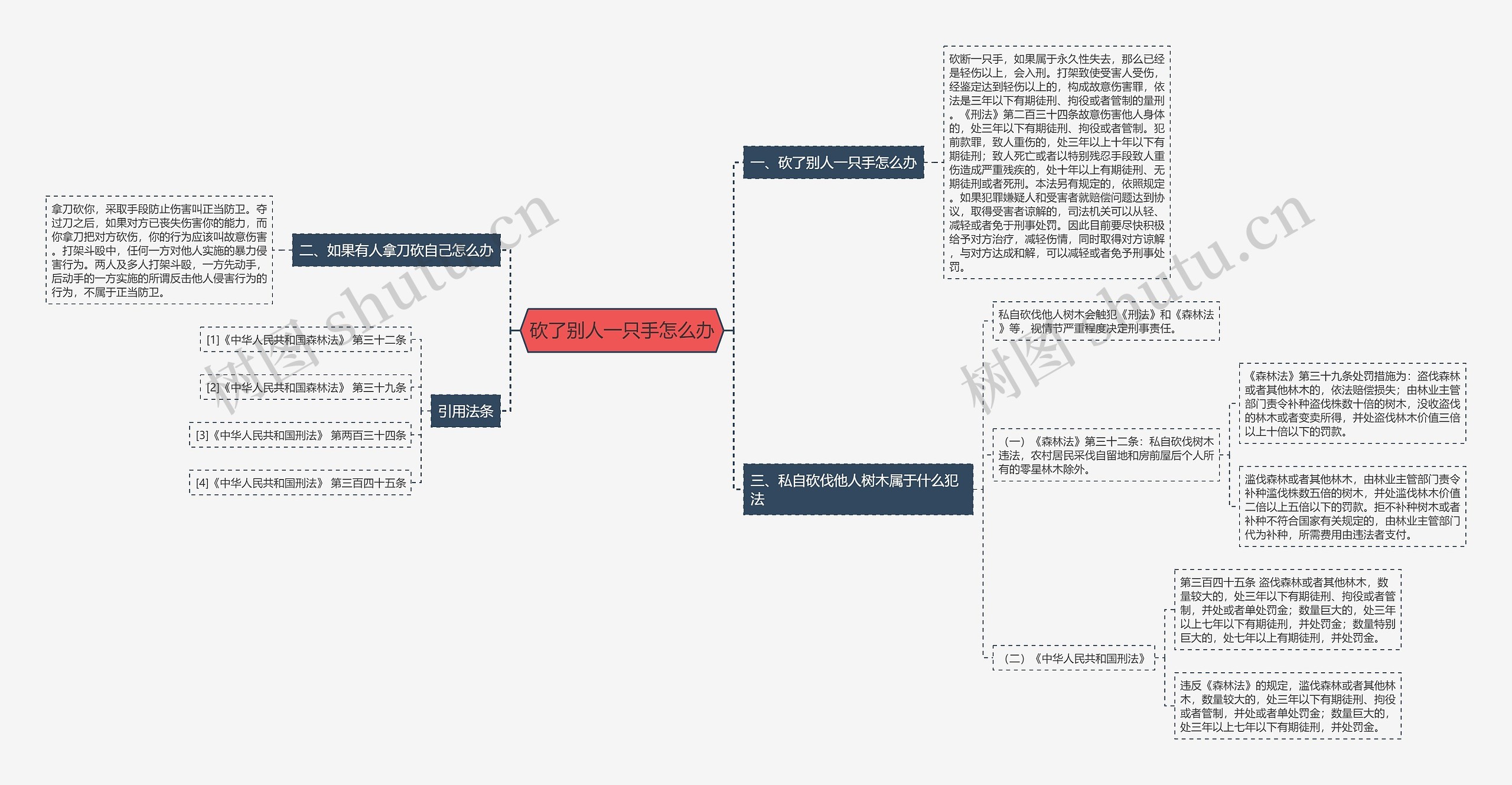 砍了别人一只手怎么办思维导图