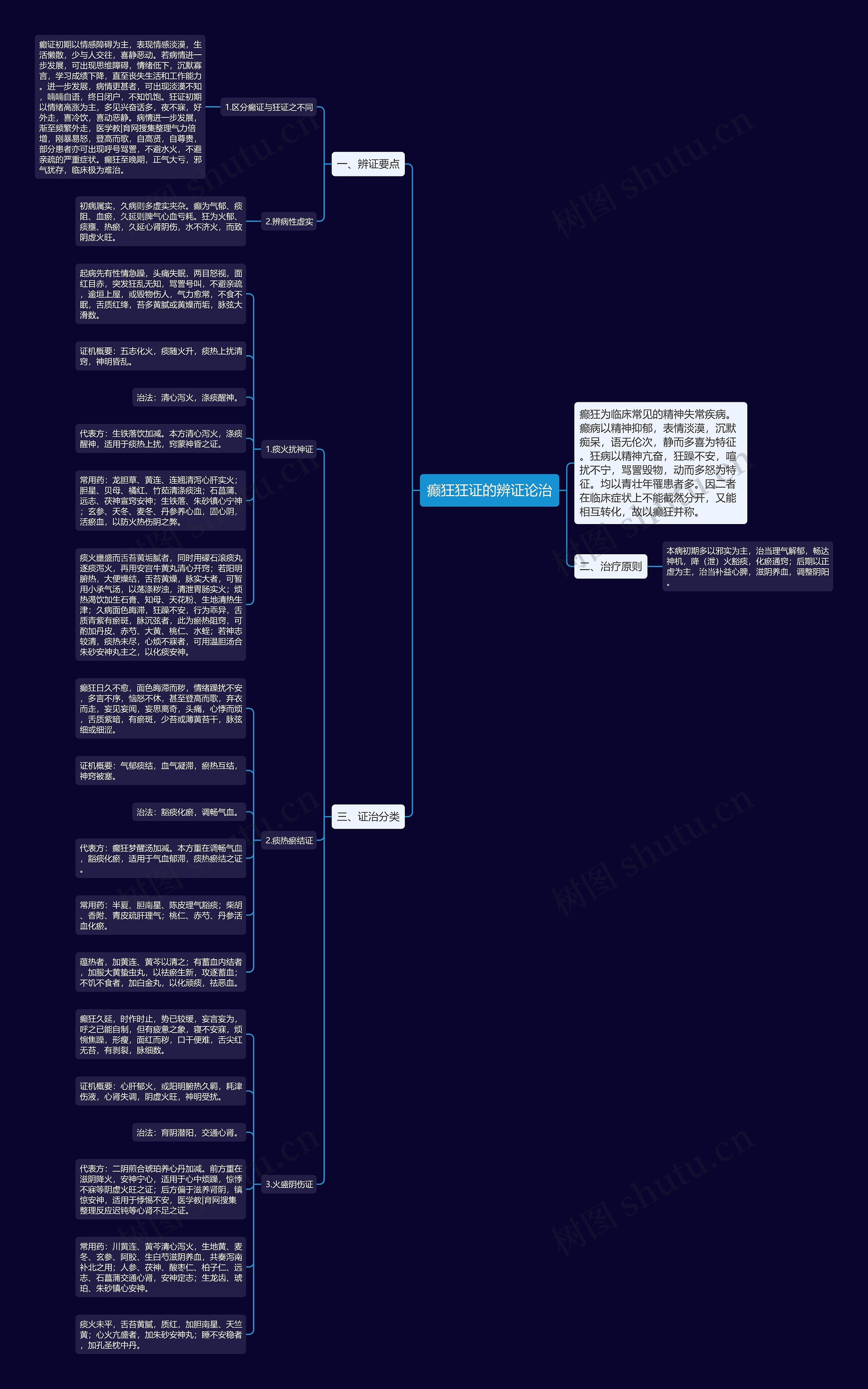 癫狂狂证的辨证论治思维导图