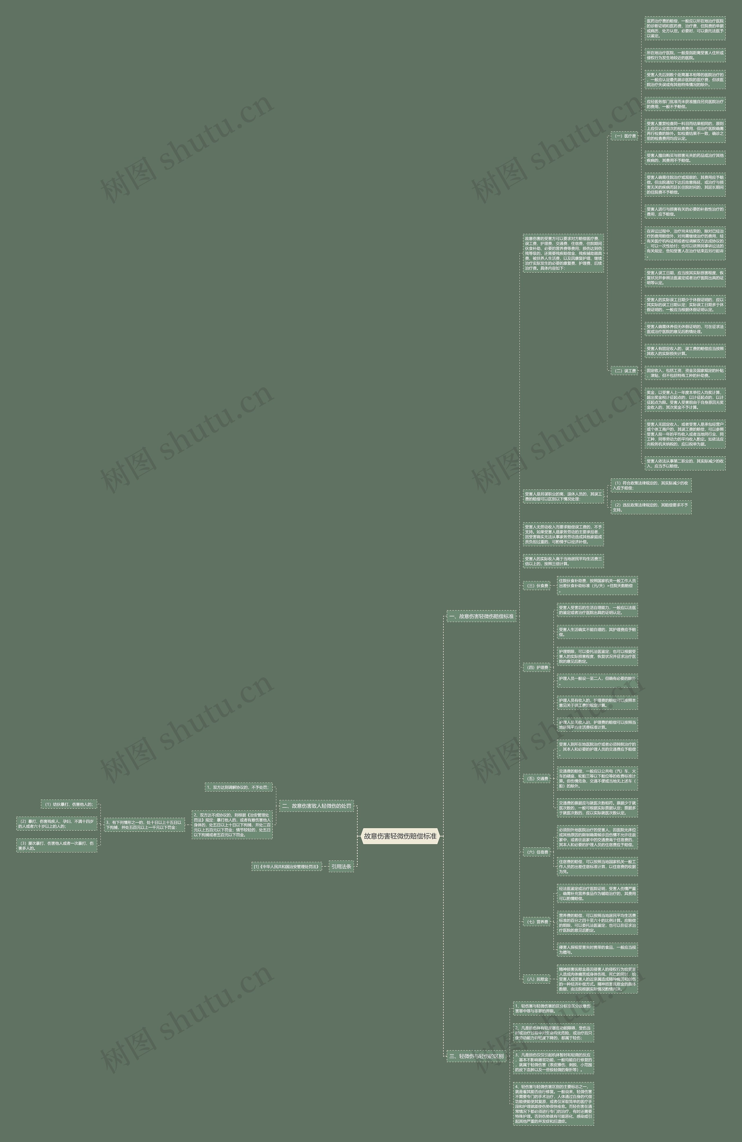 故意伤害轻微伤赔偿标准思维导图