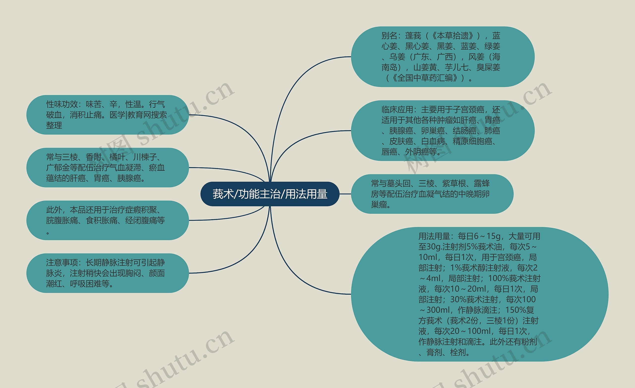 莪术/功能主治/用法用量思维导图