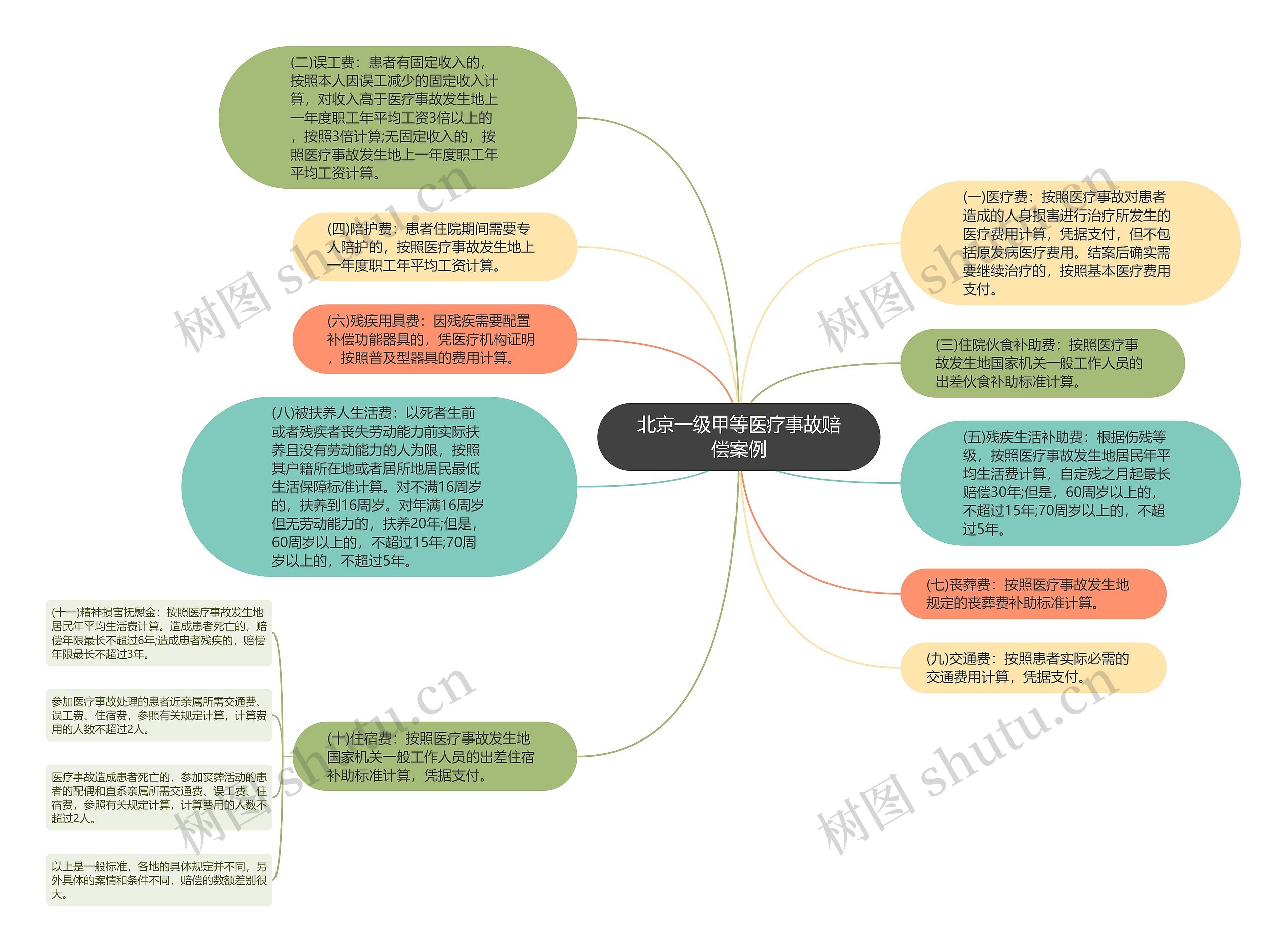 北京一级甲等医疗事故赔偿案例思维导图