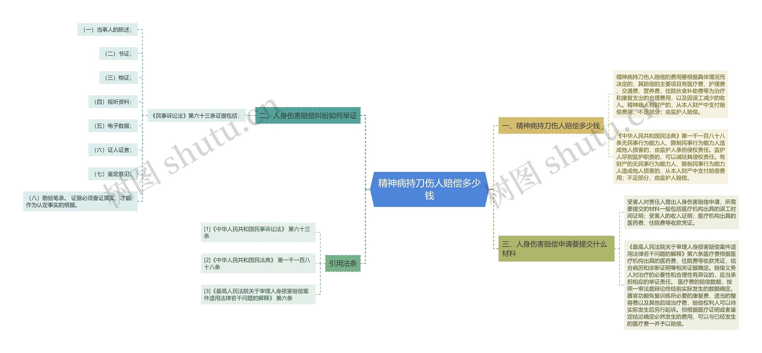 精神病持刀伤人赔偿多少钱思维导图