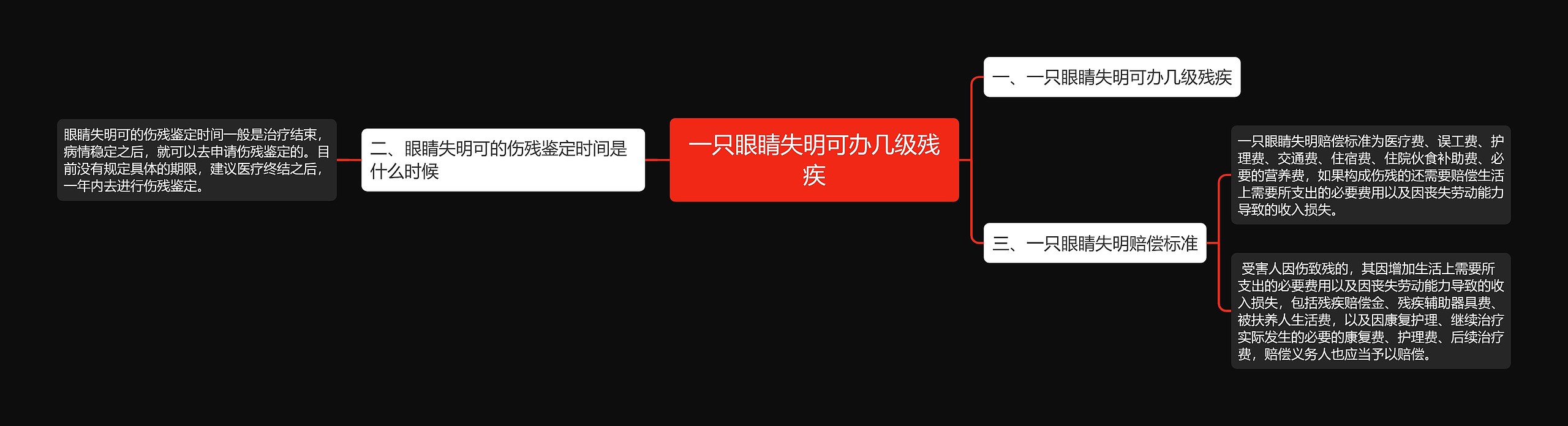 一只眼睛失明可办几级残疾思维导图