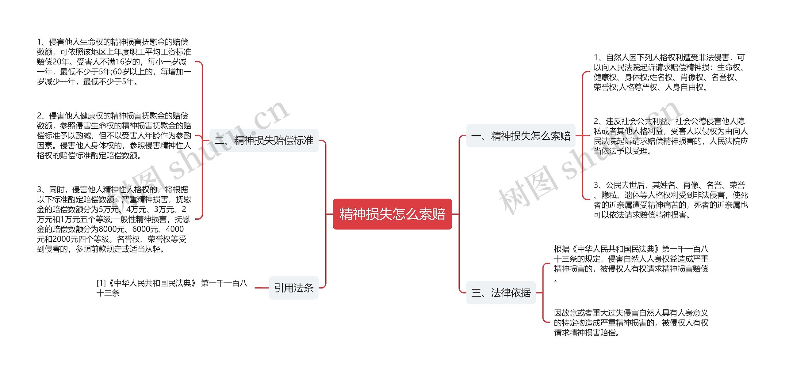 精神损失怎么索赔思维导图