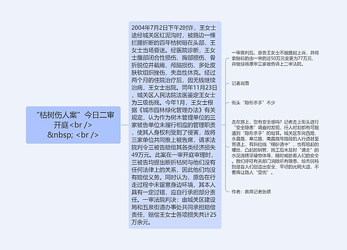 “枯树伤人案”今日二审开庭<br />
&nbsp; <br />