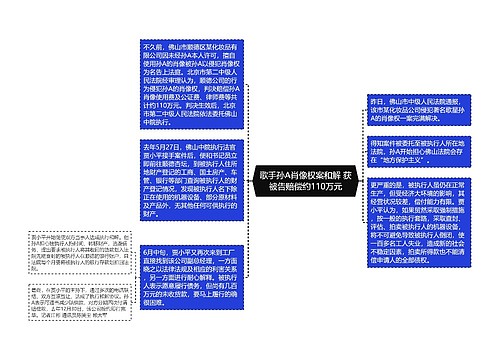 歌手孙A肖像权案和解 获被告赔偿约110万元