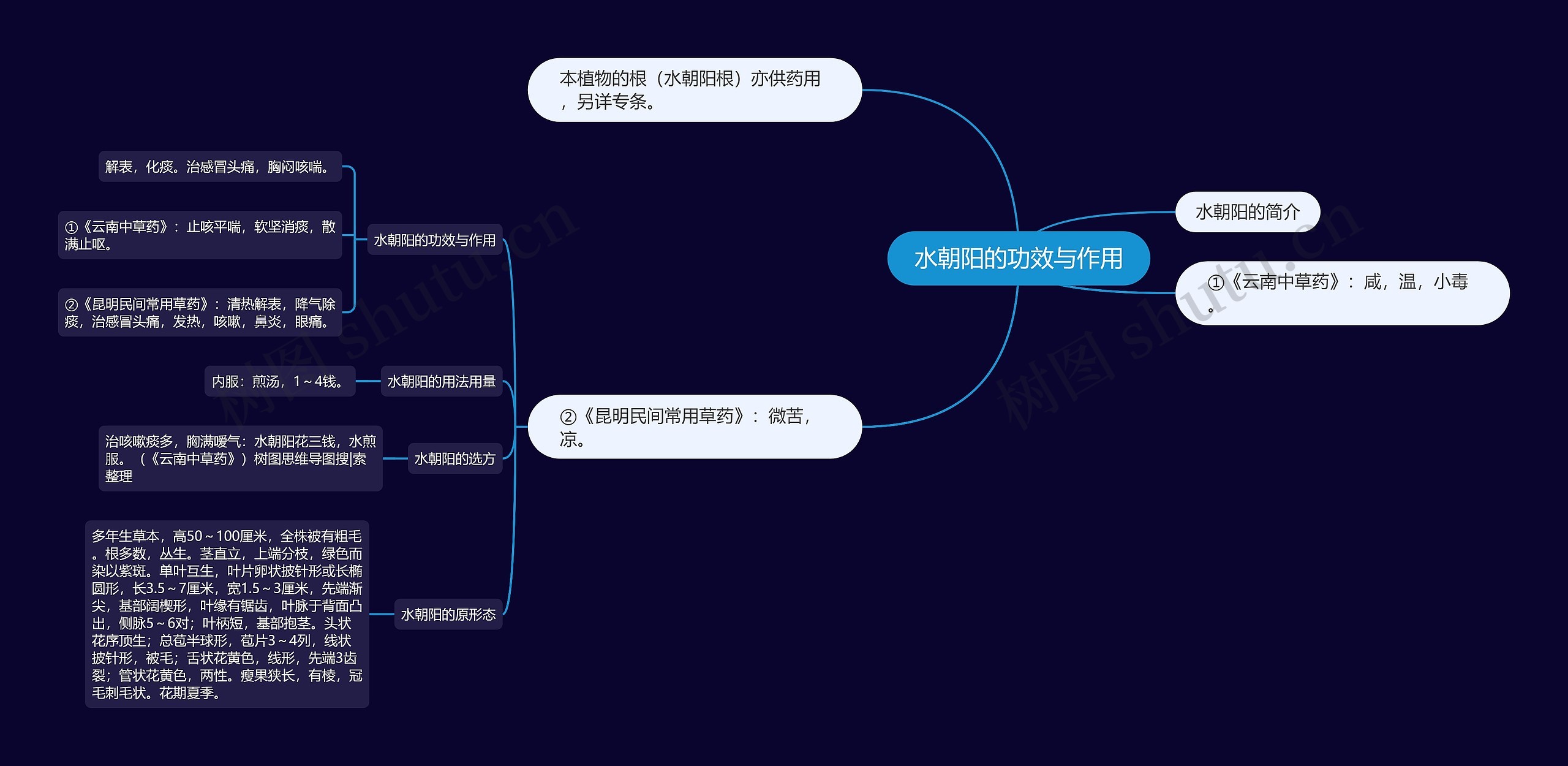 水朝阳的功效与作用思维导图