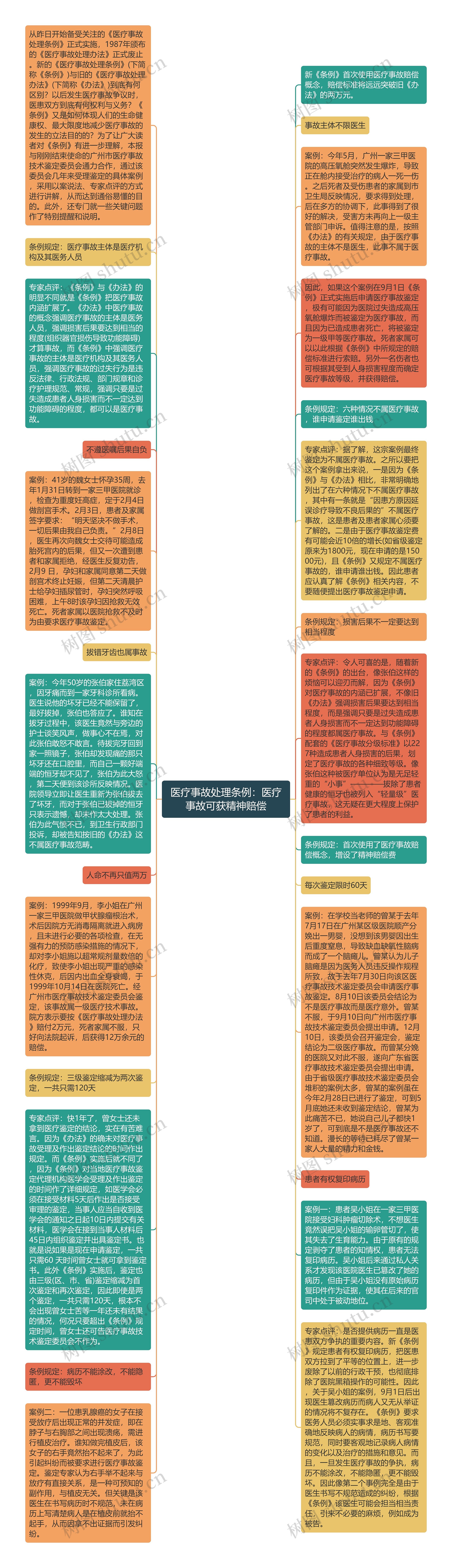 医疗事故处理条例：医疗事故可获精神赔偿思维导图