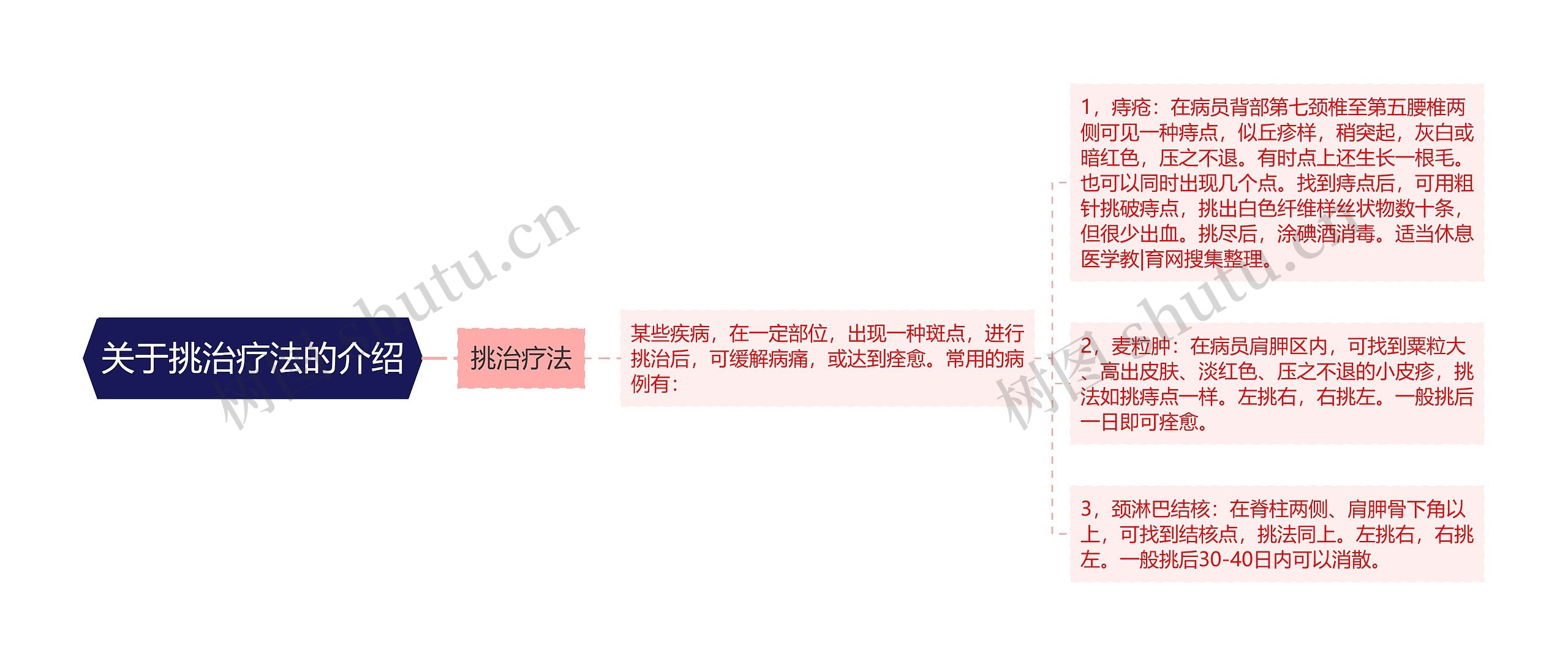 关于挑治疗法的介绍思维导图