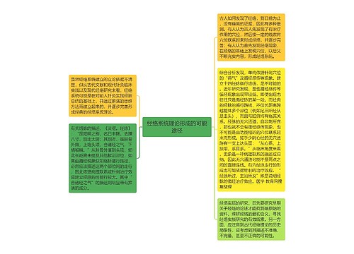 经络系统理论形成的可能途径