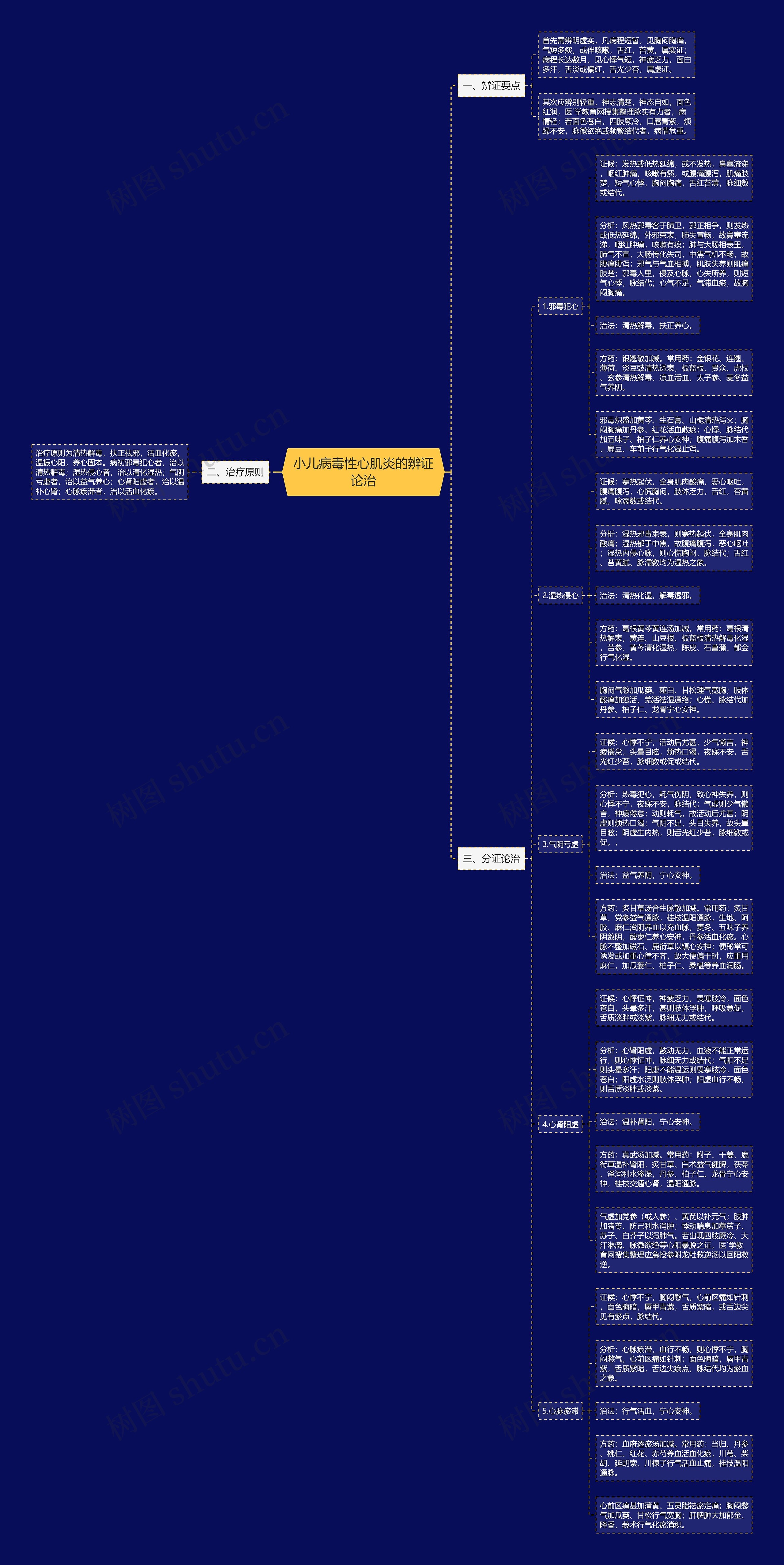 小儿病毒性心肌炎的辨证论治思维导图高清图 小儿病毒性心肌炎的辨证论治思维导图