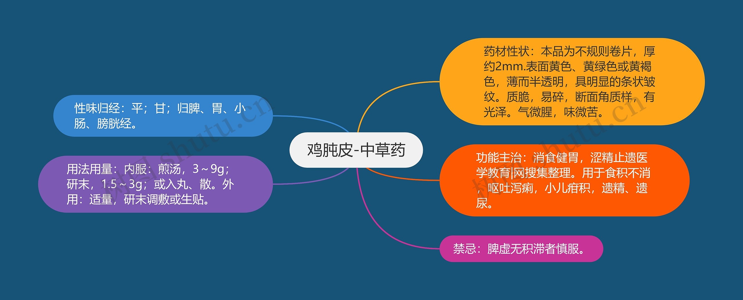 鸡肫皮-中草药思维导图