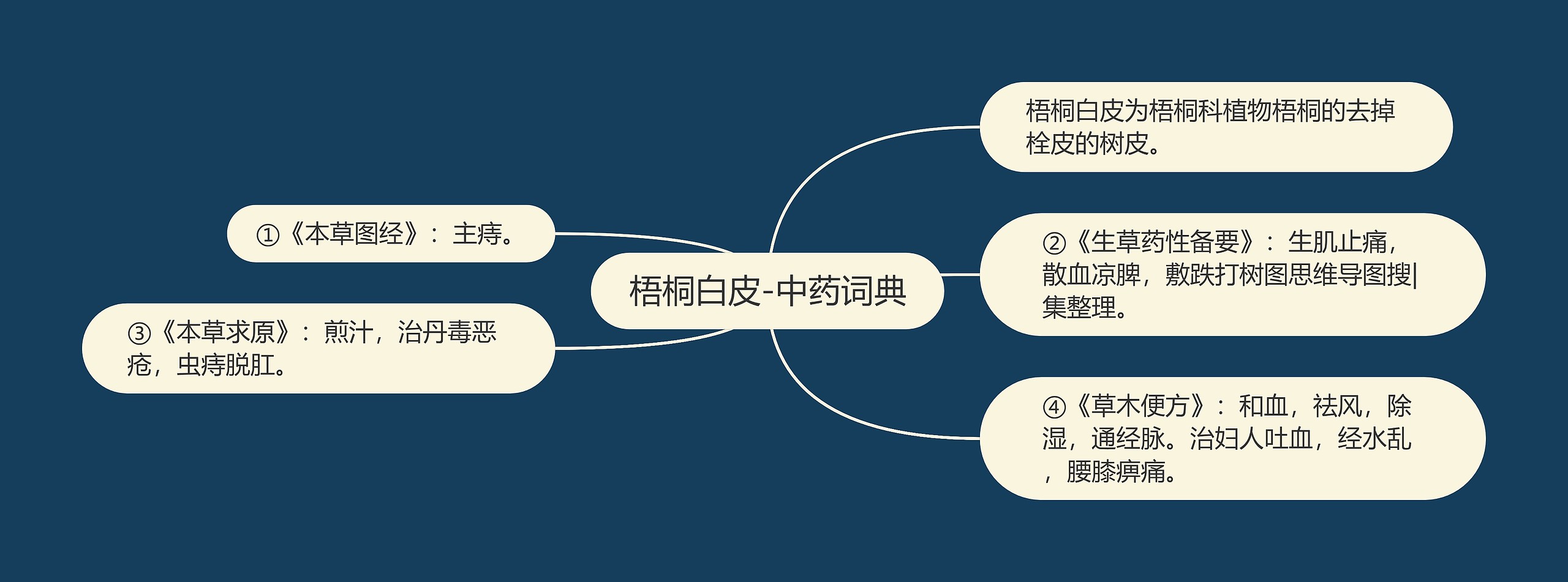 梧桐白皮-中药词典思维导图