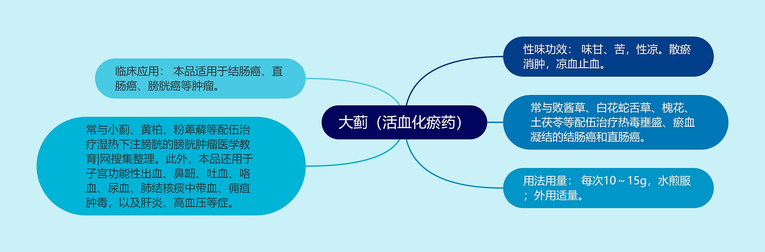 大蓟（活血化瘀药）思维导图