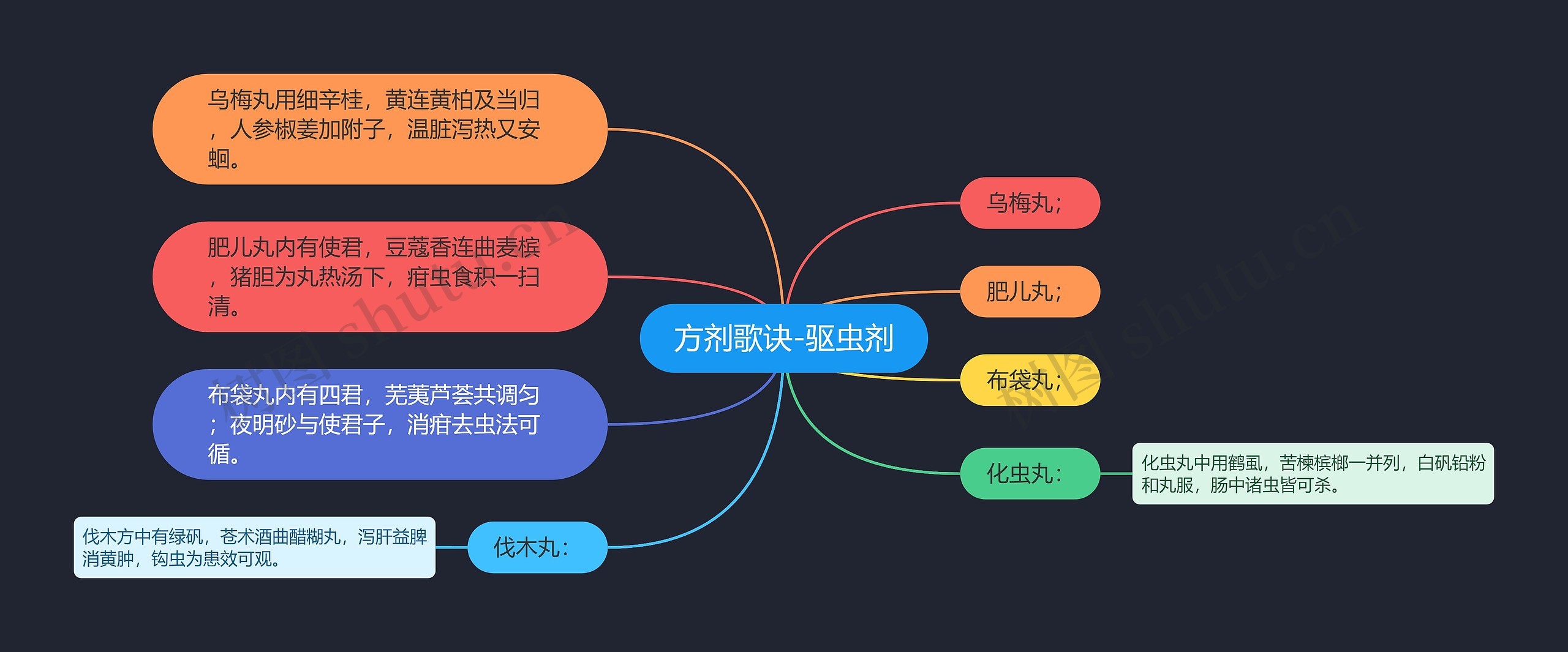 方剂歌诀-驱虫剂思维导图