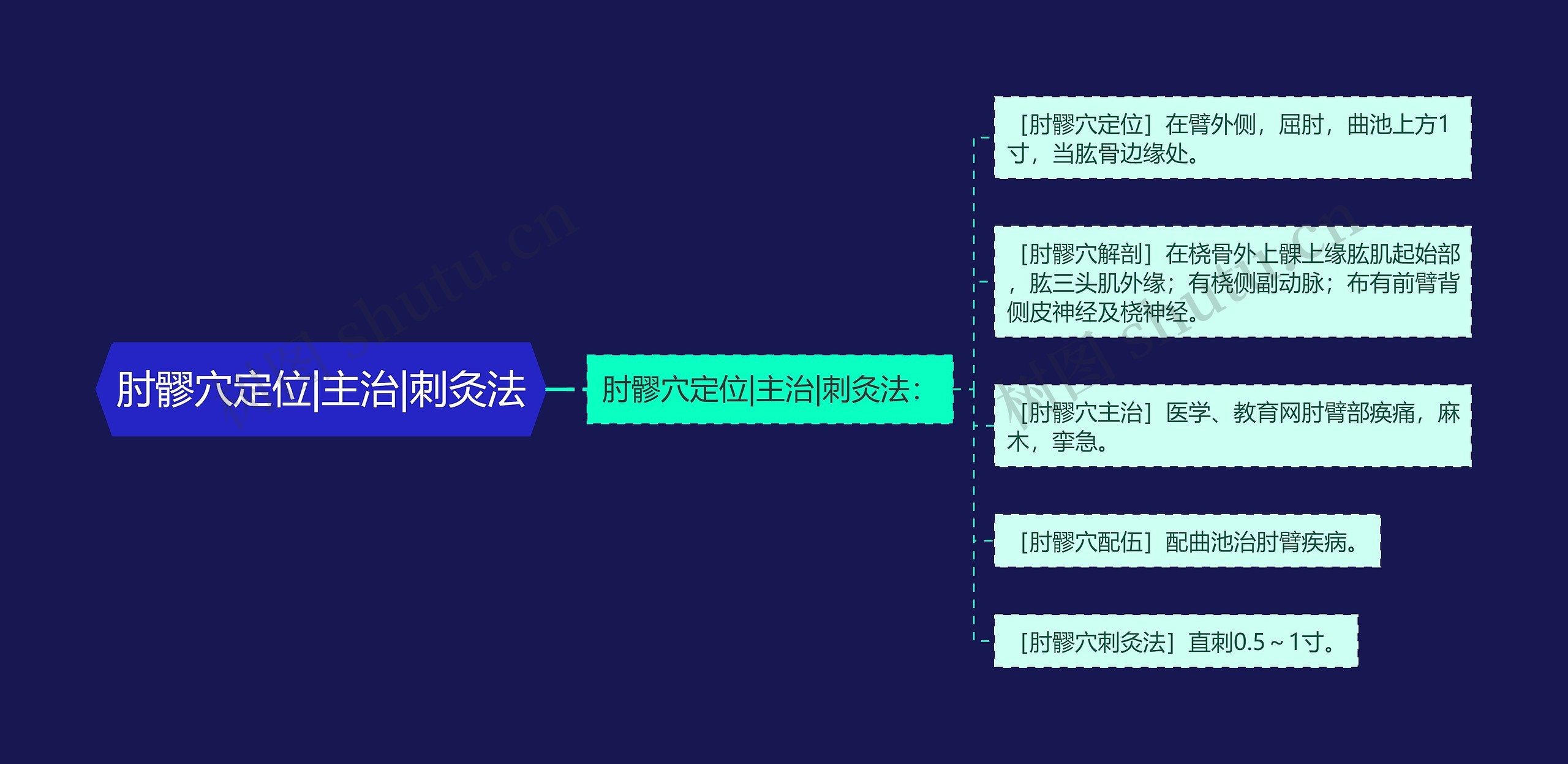 肘髎穴定位|主治|刺灸法思维导图