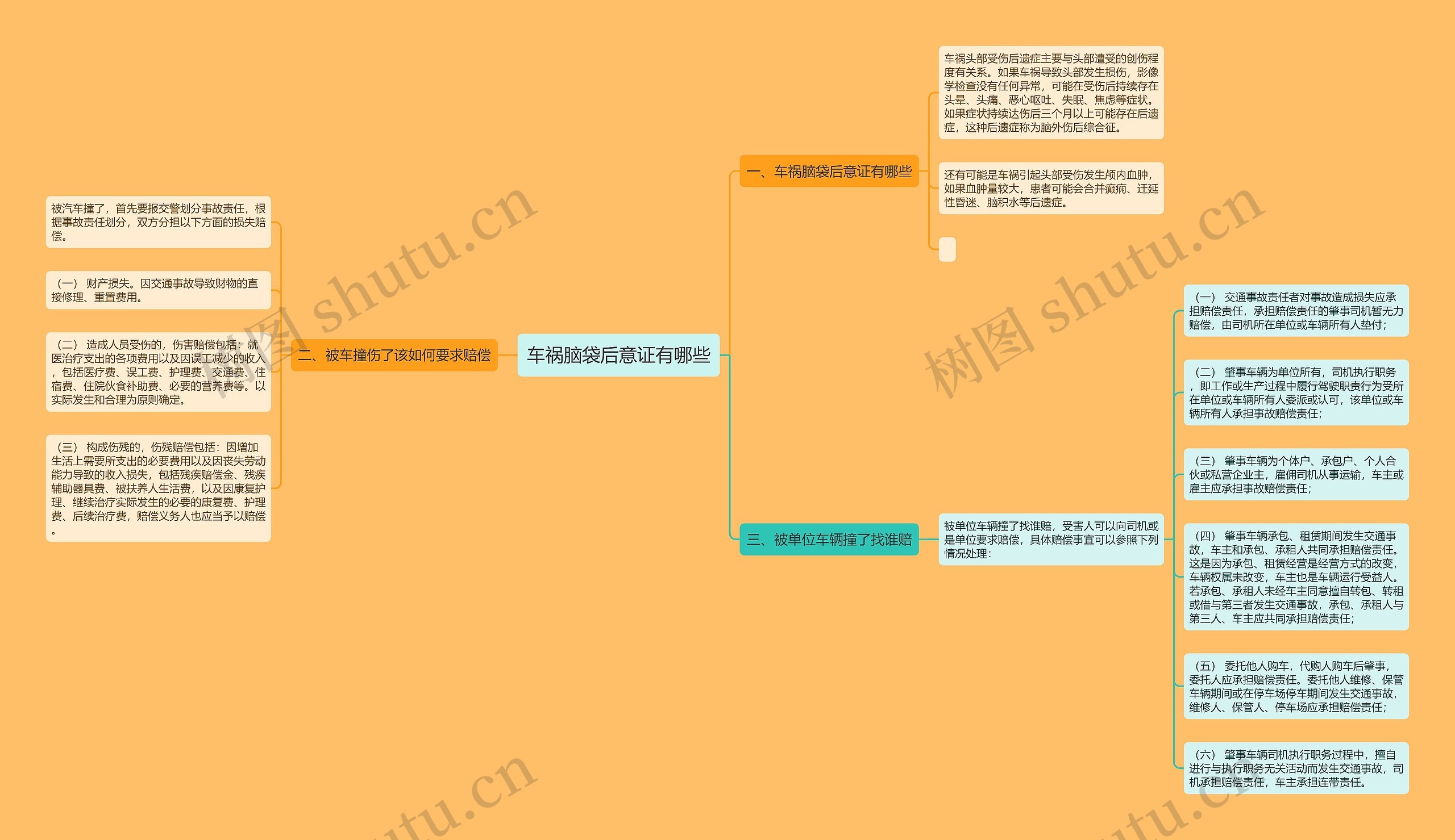 车祸脑袋后意证有哪些思维导图