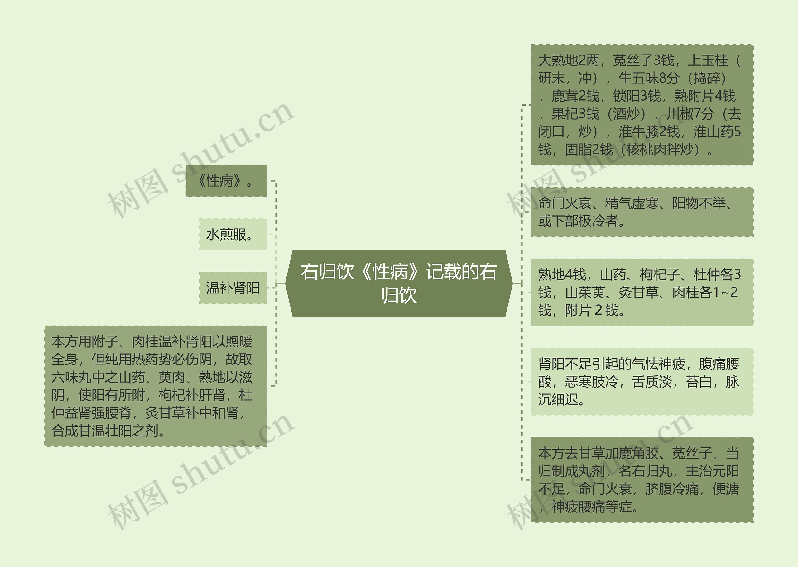 右归饮《性病》记载的右归饮思维导图