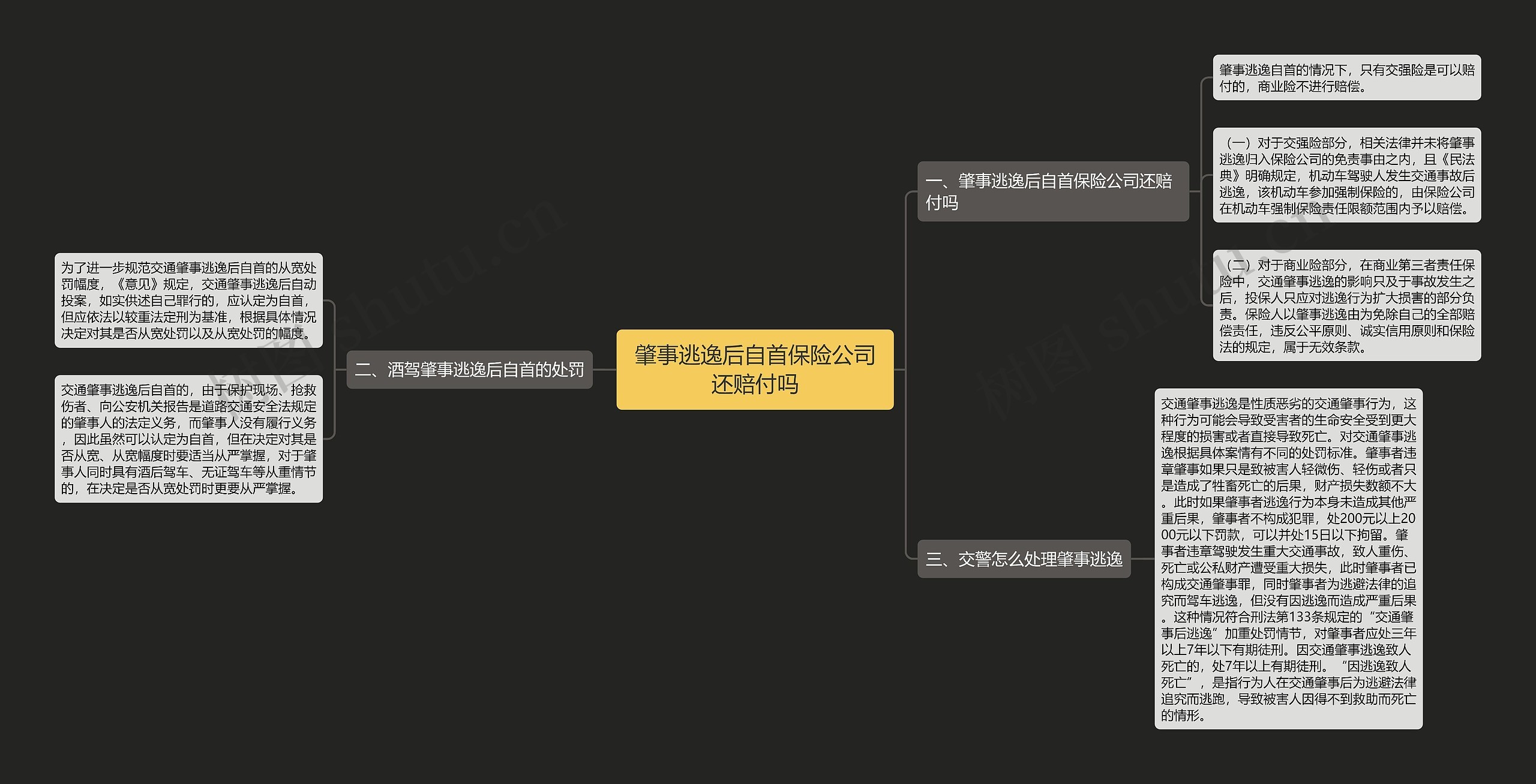 肇事逃逸后自首保险公司还赔付吗思维导图