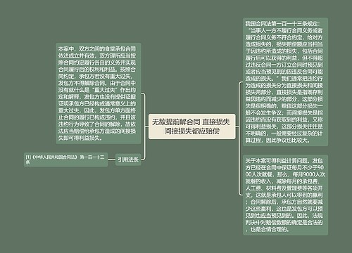 无故提前解合同 直接损失 间接损失都应赔偿