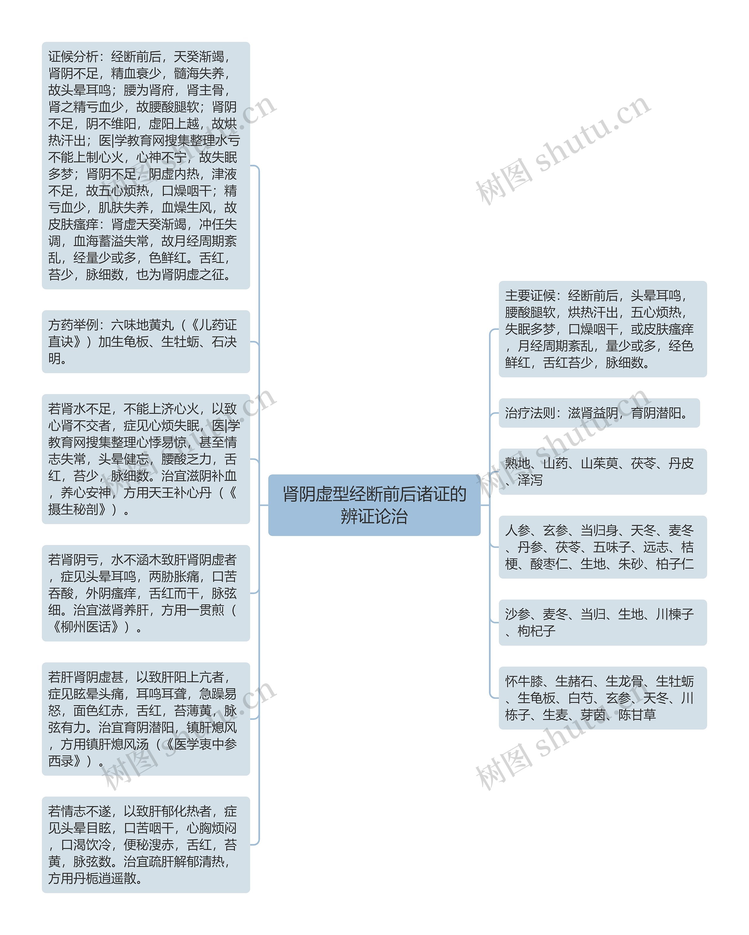 肾阴虚型经断前后诸证的辨证论治思维导图