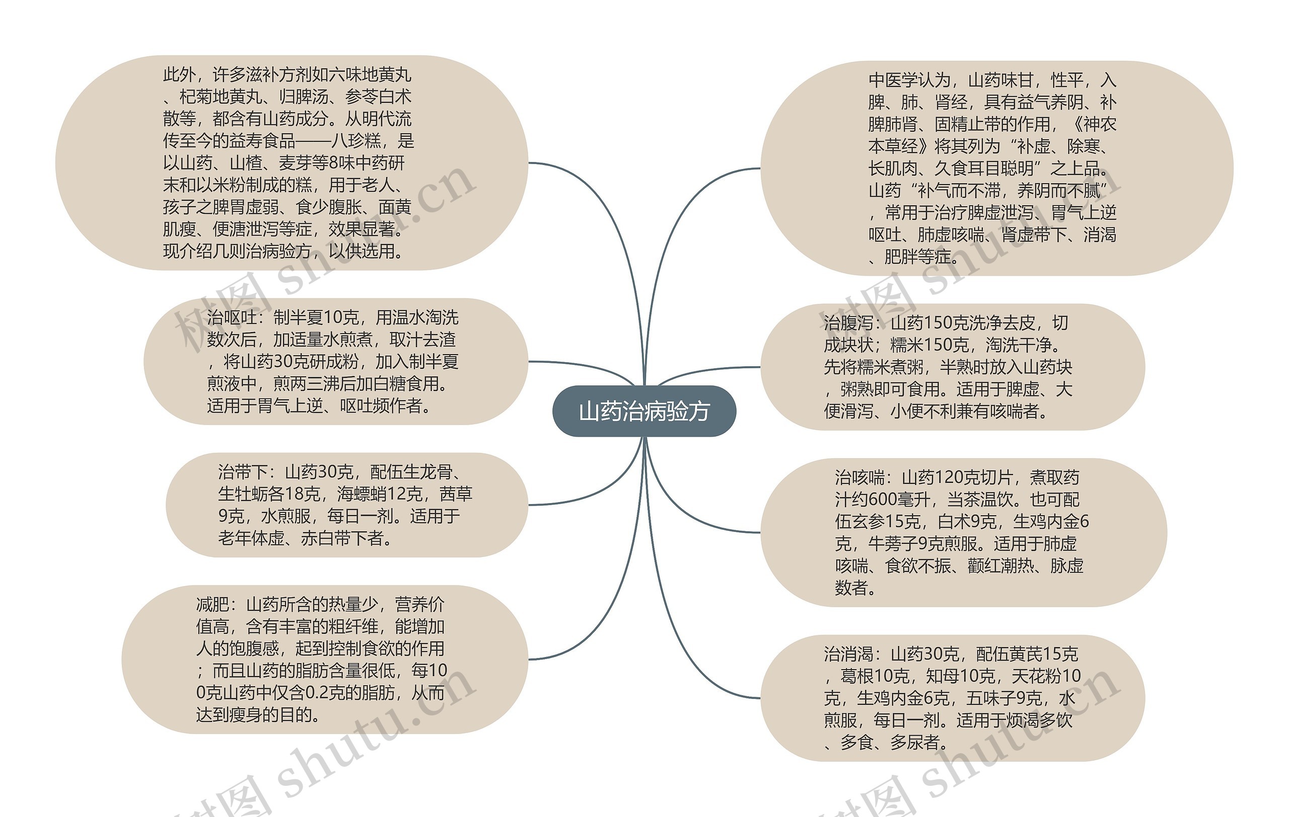 山药治病验方思维导图