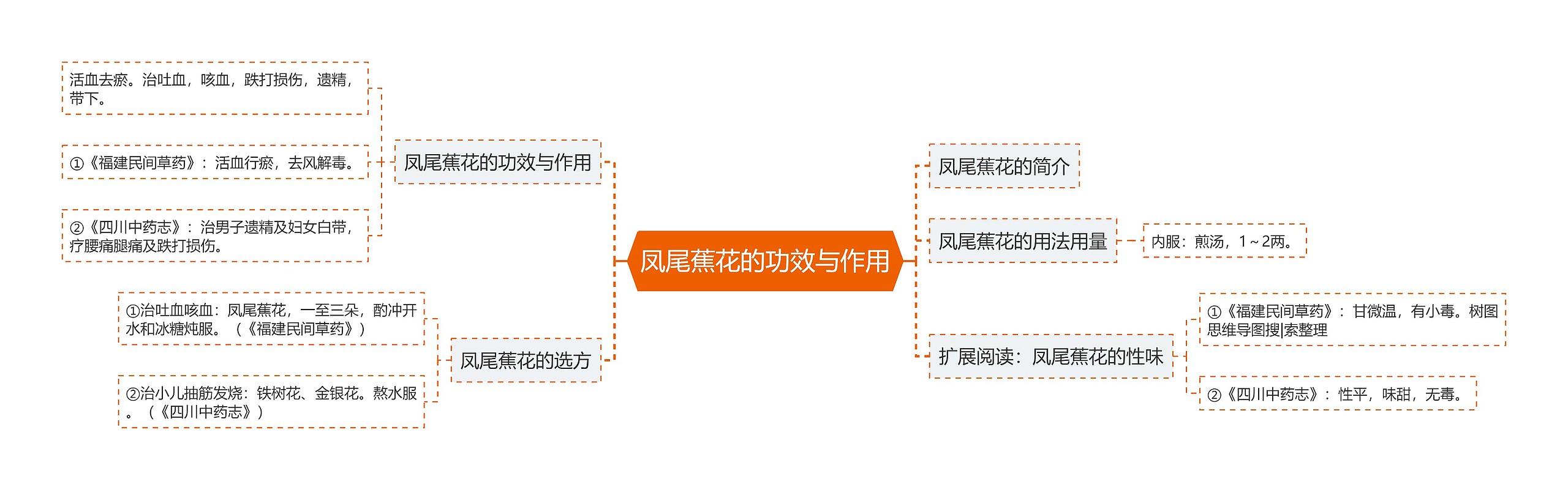 凤尾蕉花的功效与作用思维导图