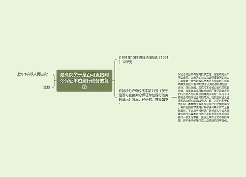 最高院关于是否可直接判令保证单位履行债务的复函