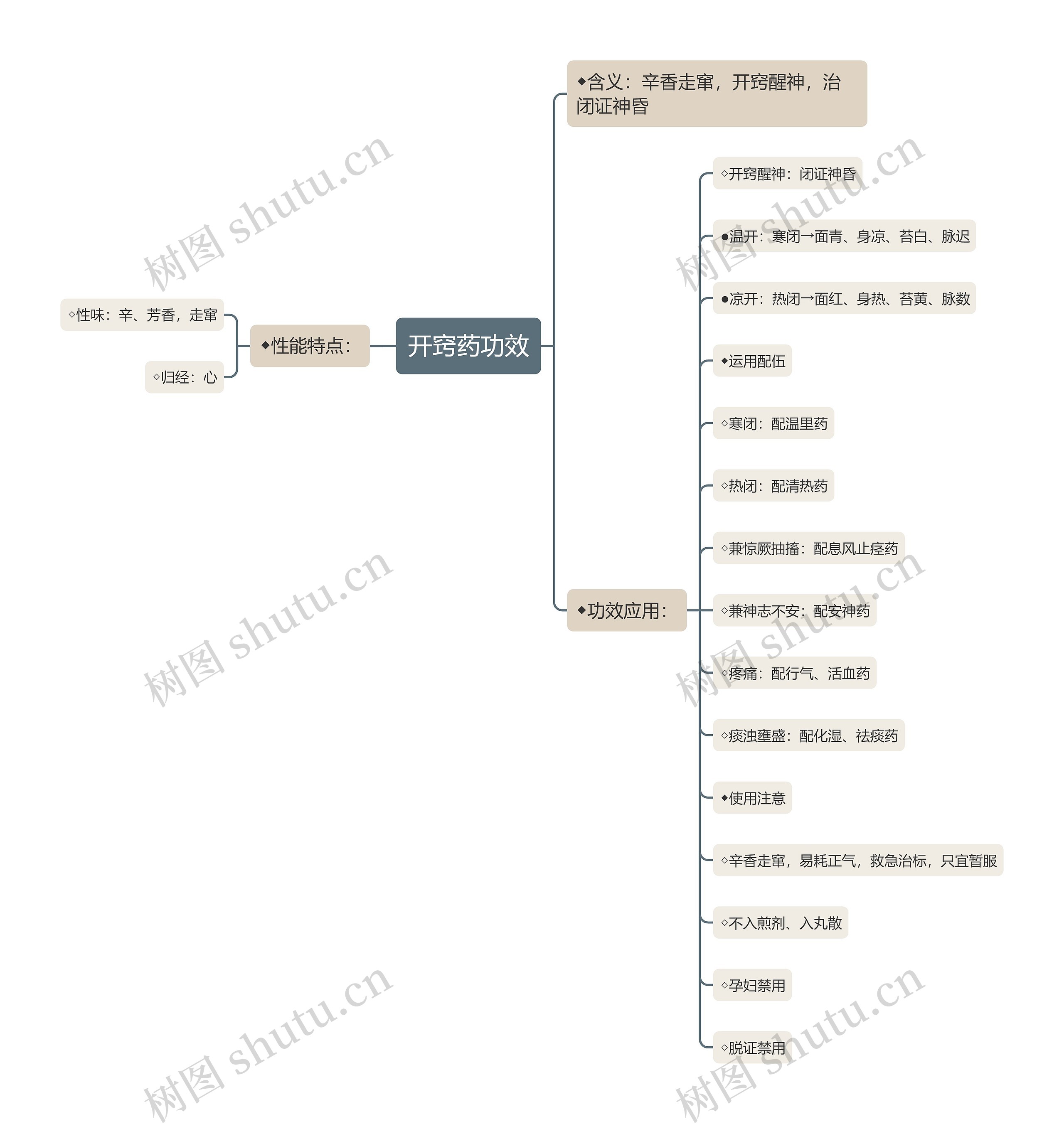 开窍药功效思维导图