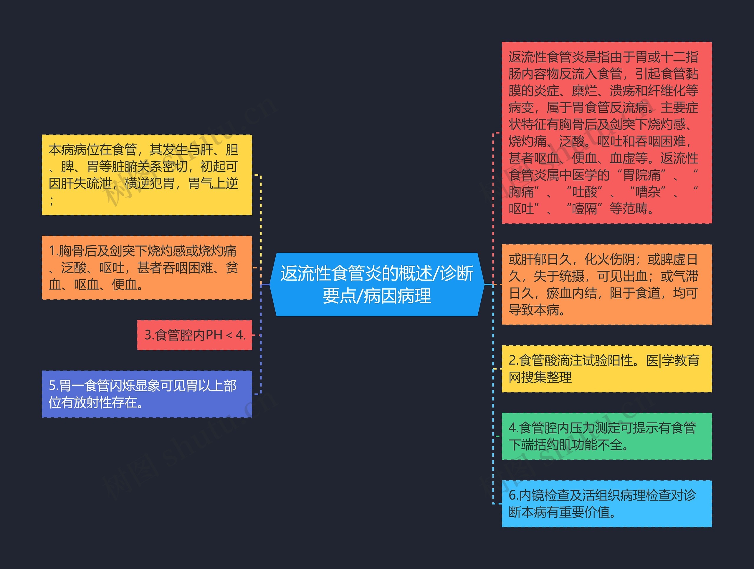 返流性食管炎的概述/诊断要点/病因病理思维导图