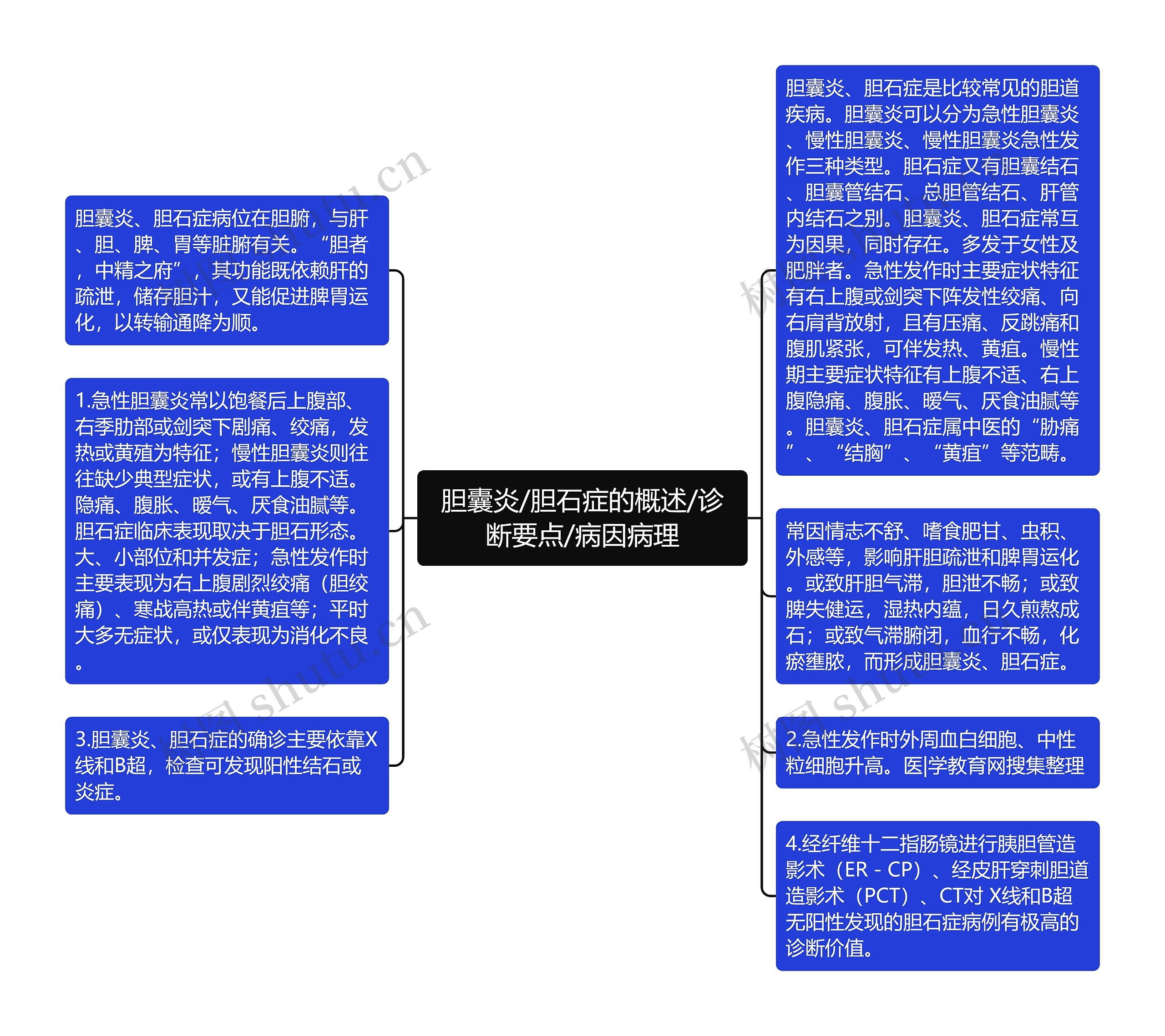 胆囊炎/胆石症的概述/诊断要点/病因病理思维导图