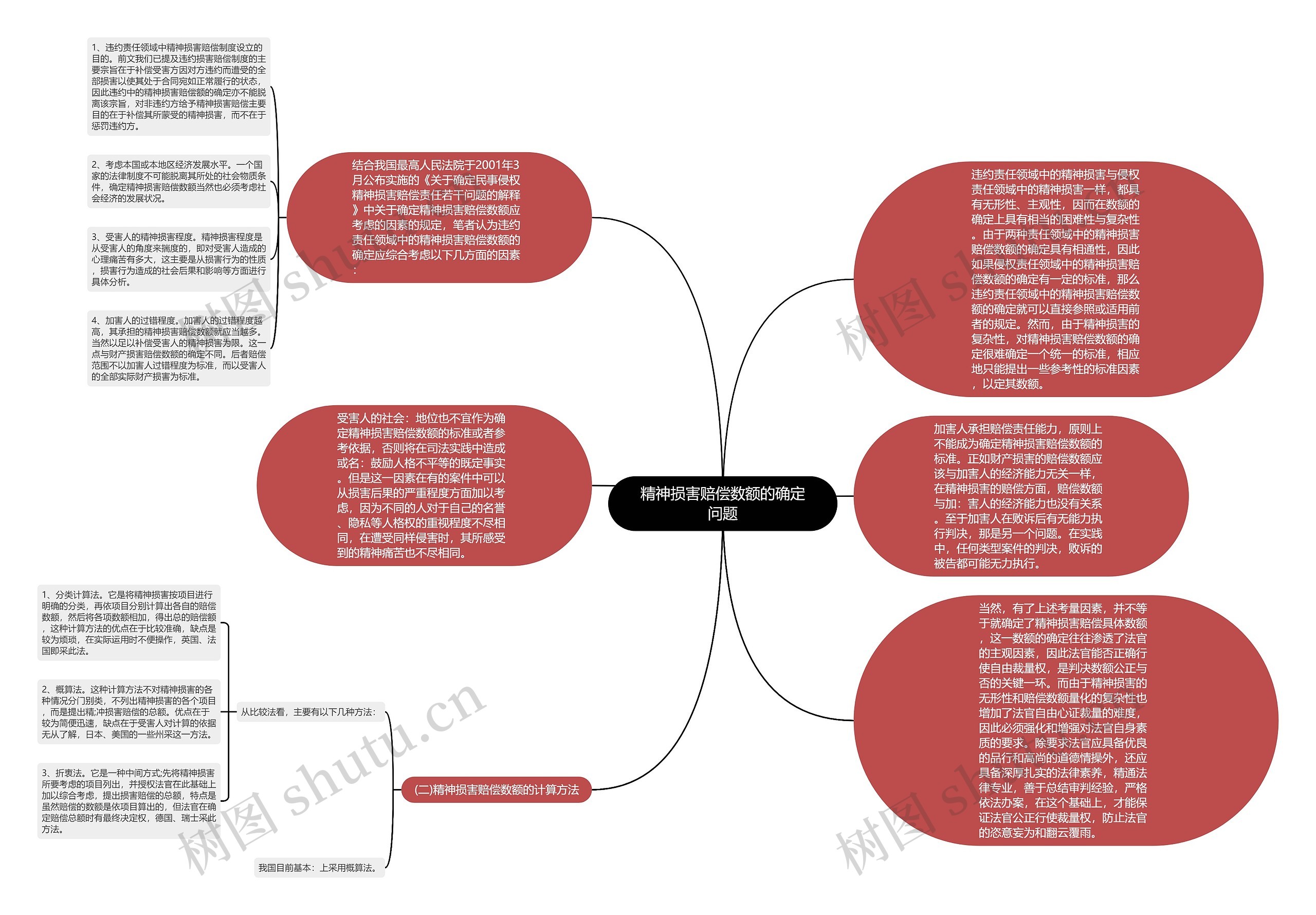 精神损害赔偿数额的确定问题思维导图