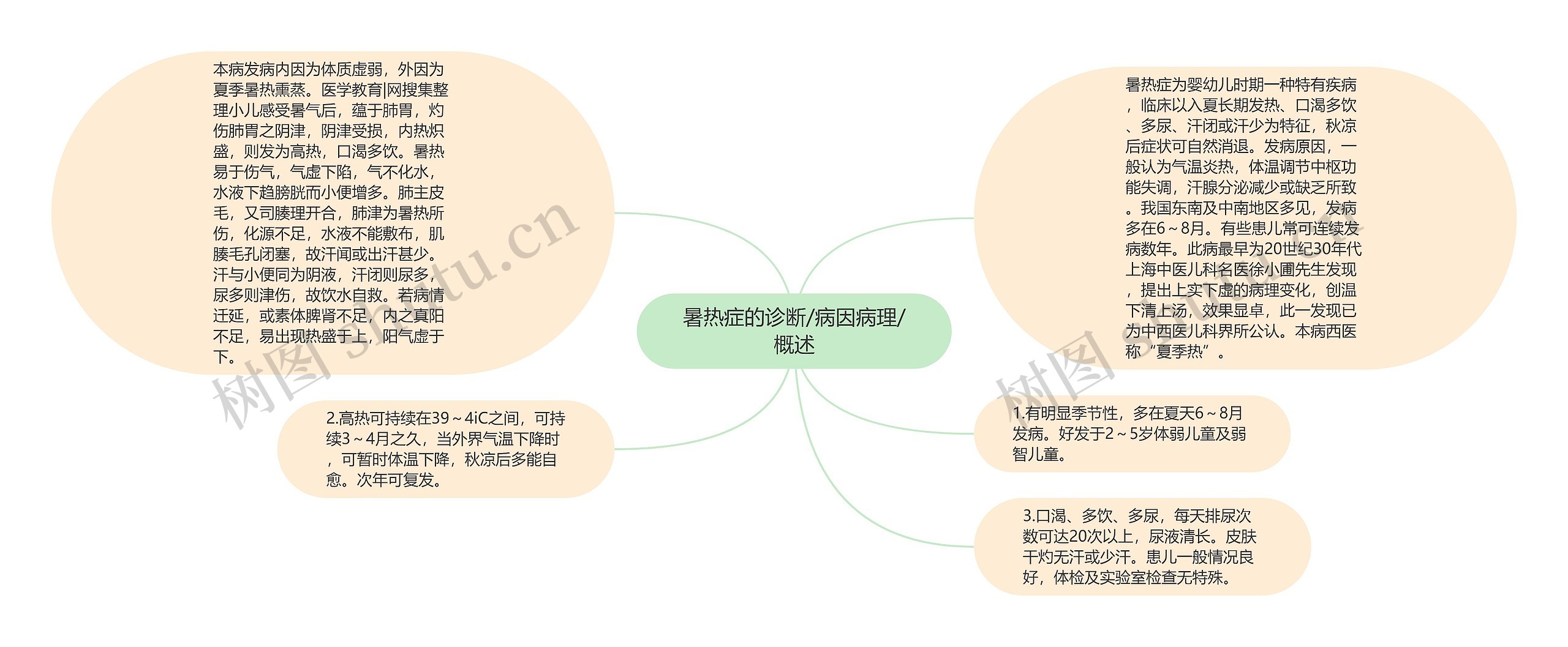 暑热症的诊断/病因病理/概述思维导图